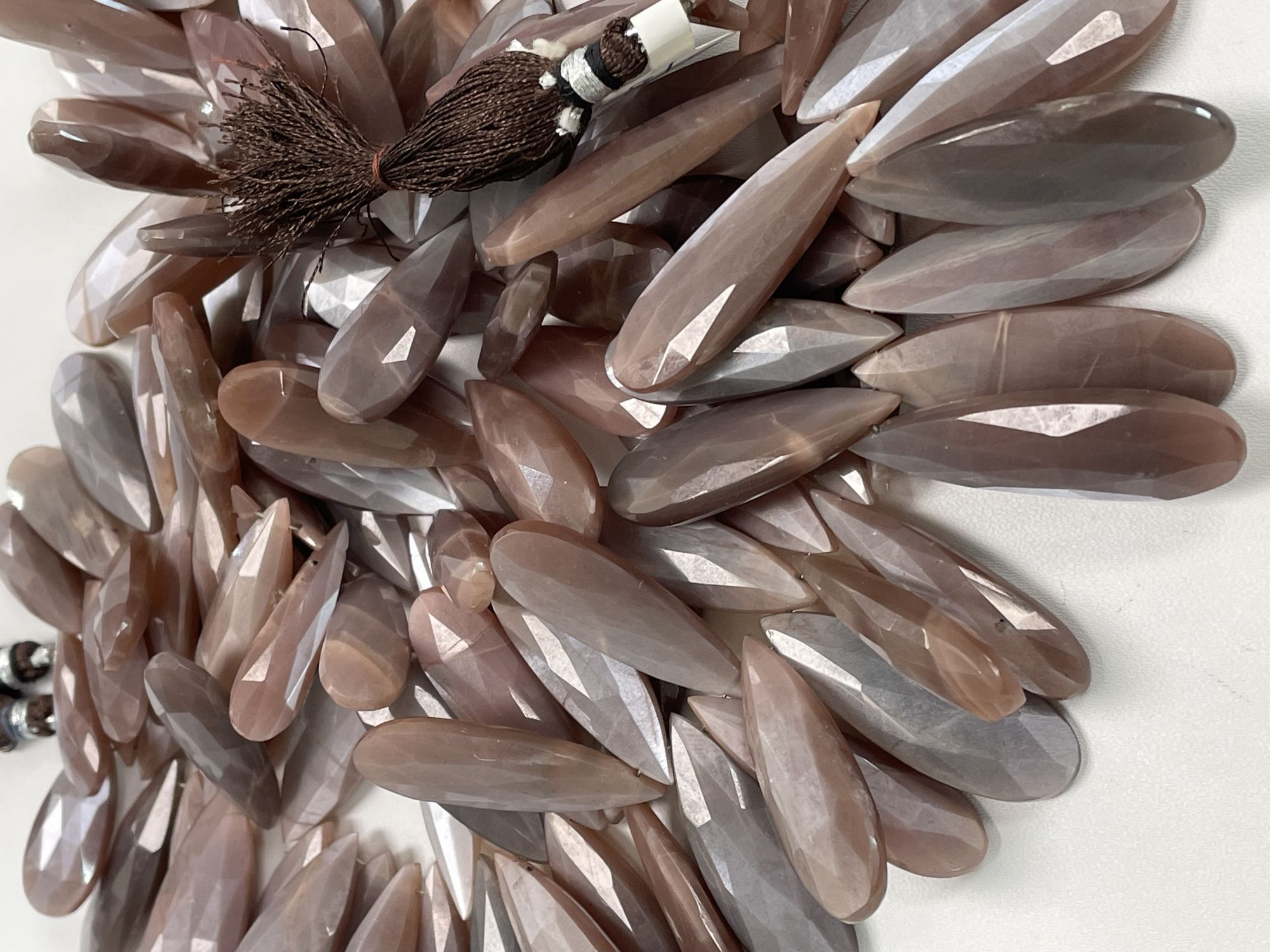 Chocolate Moonstone Long Pear Faceted