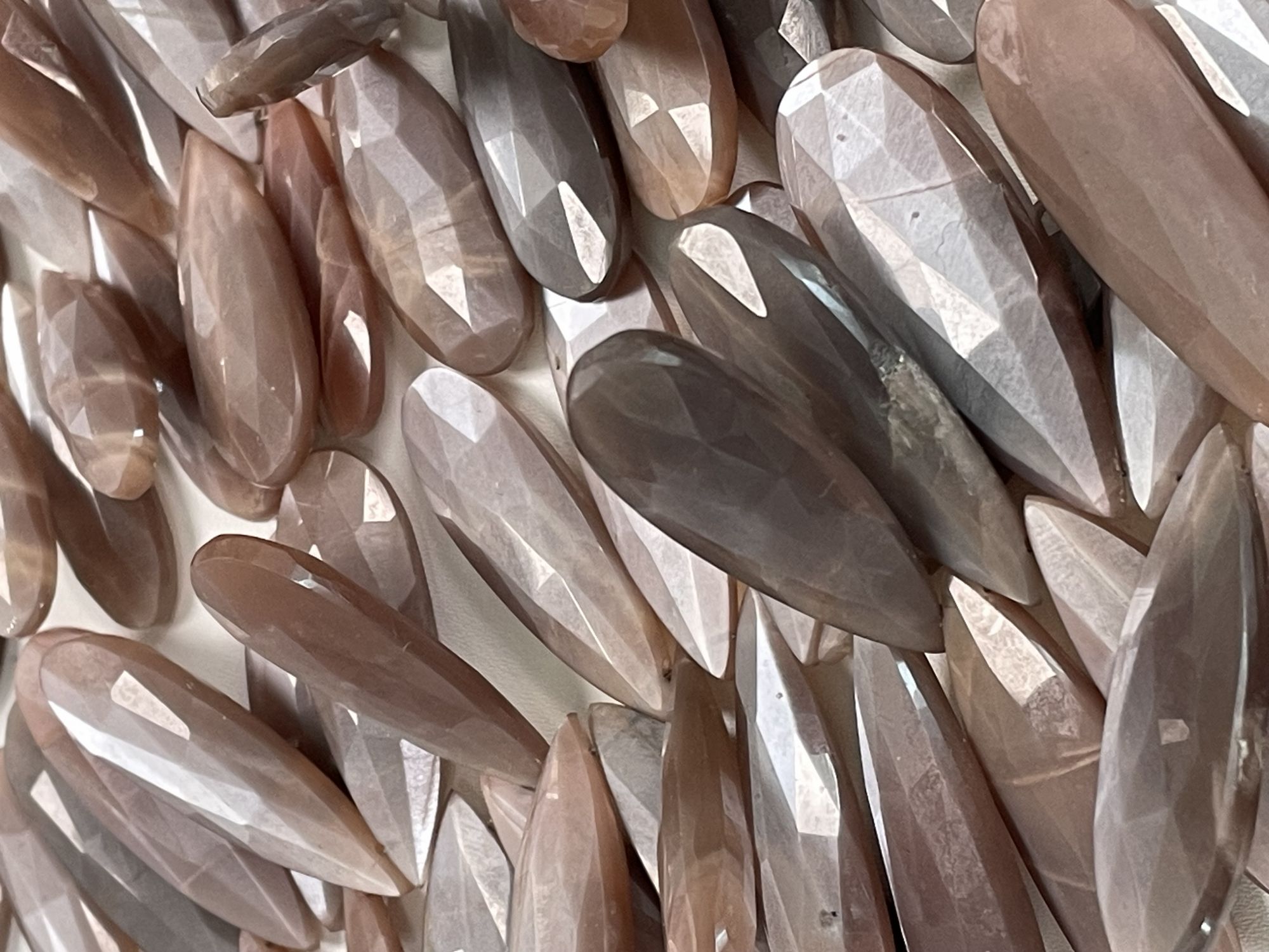 Chocolate Moonstone Long Pear Faceted