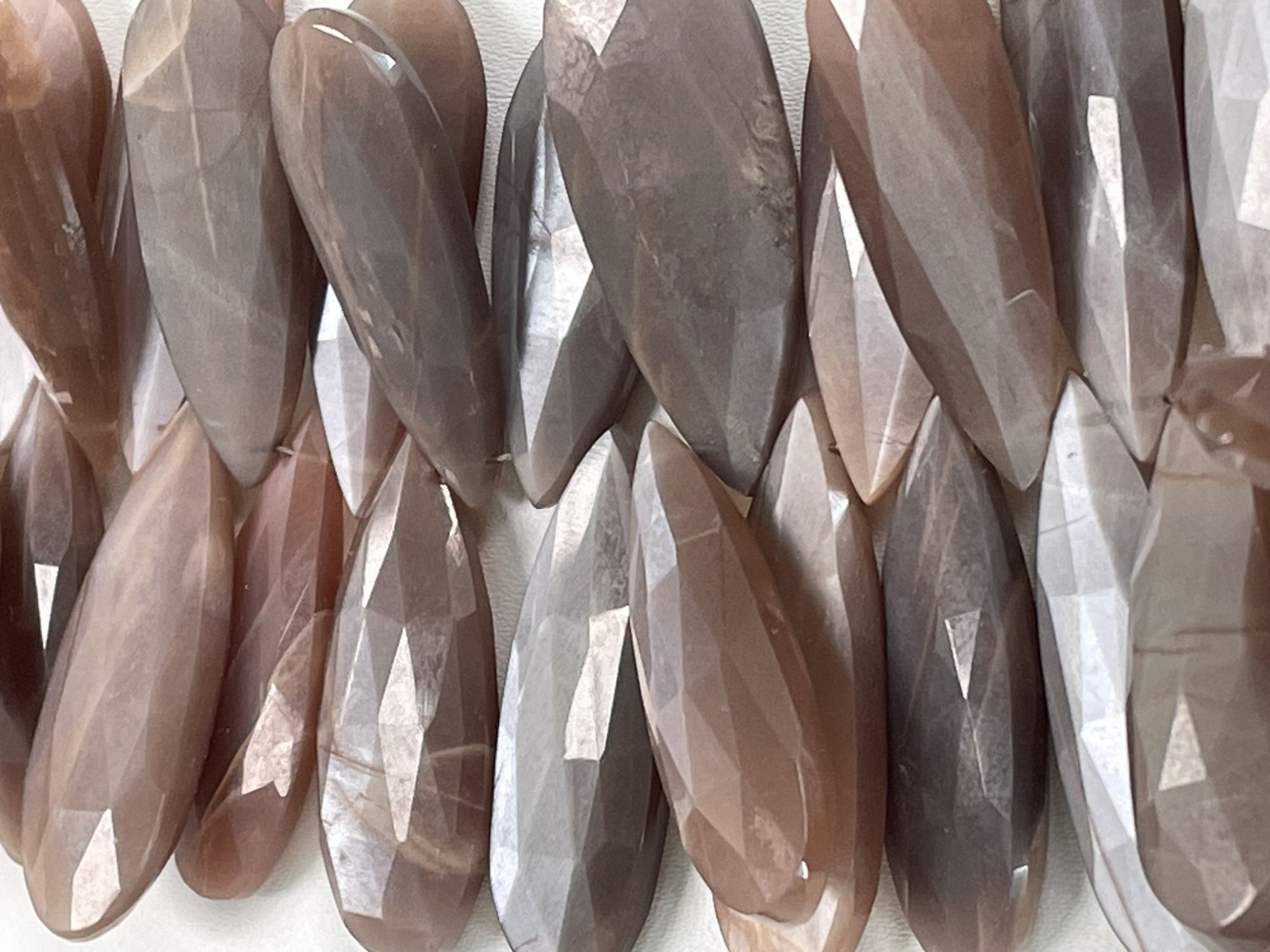 Chocolate Moonstone Long Pear Faceted