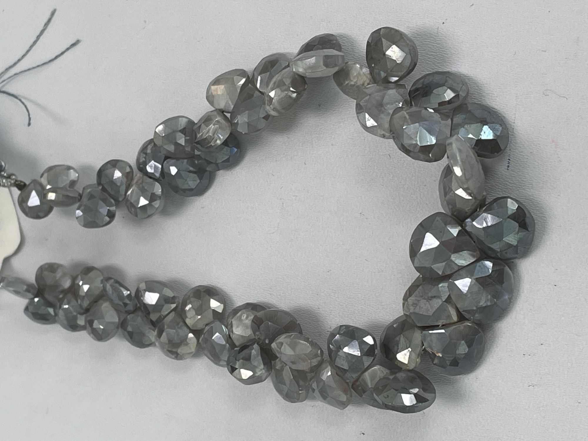 Grey Coated Moonstone Heart Faceted