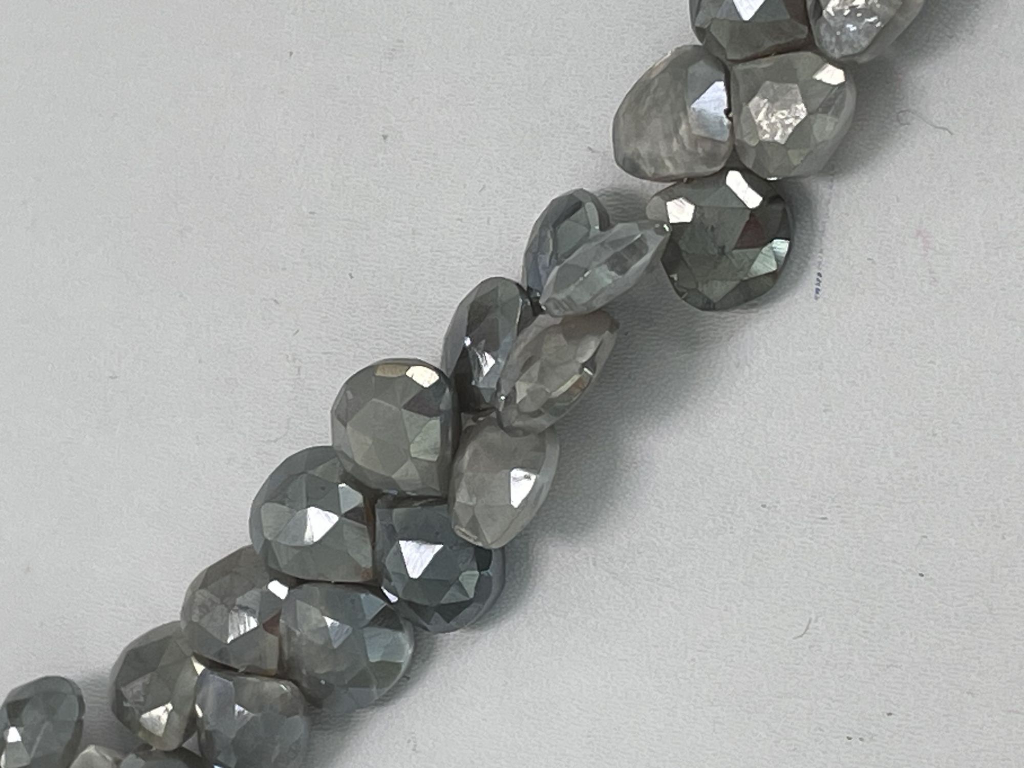 Grey Coated Moonstone Heart Faceted