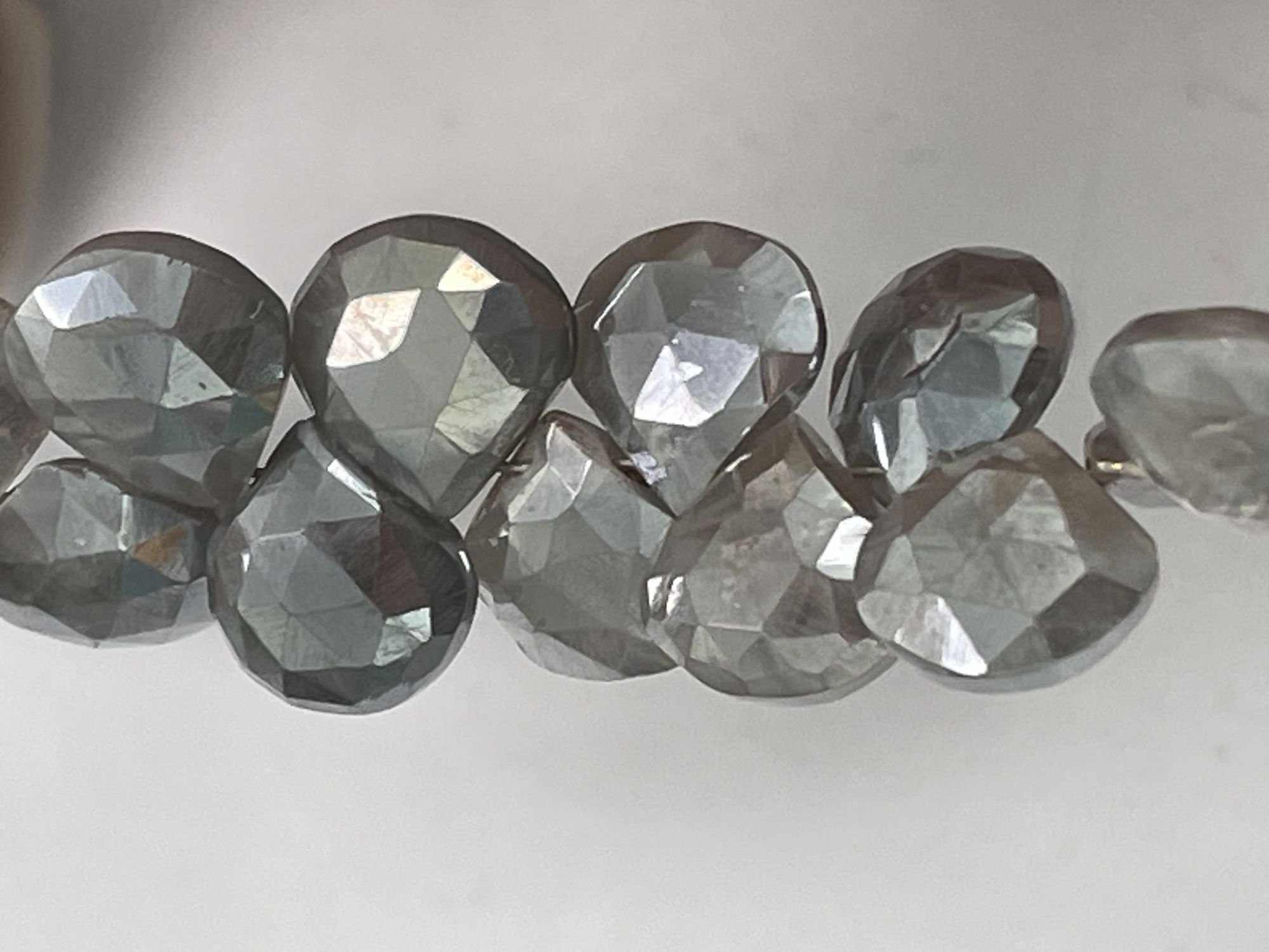 Grey Coated Moonstone Heart Faceted