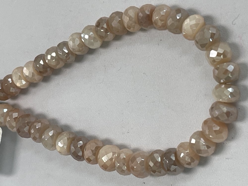 Peach Coated Moonstone Rondelle Faceted