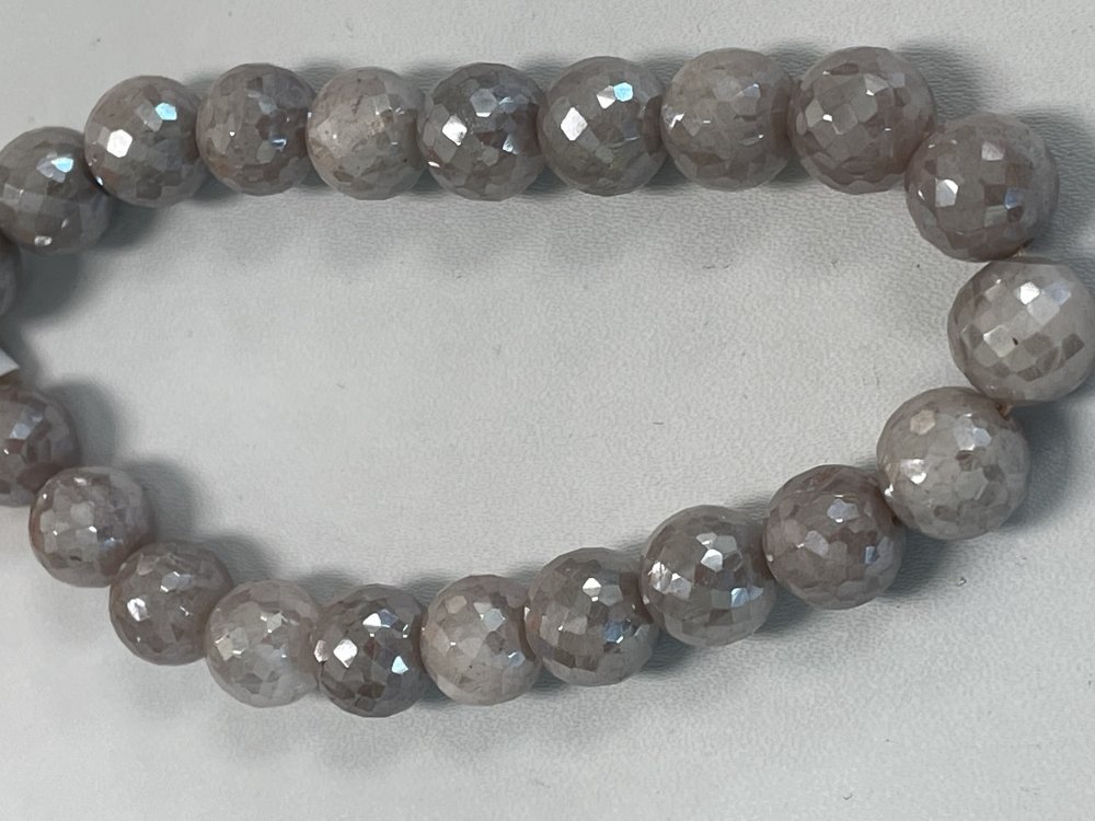 Peach Coated Moonstone Round Faceted