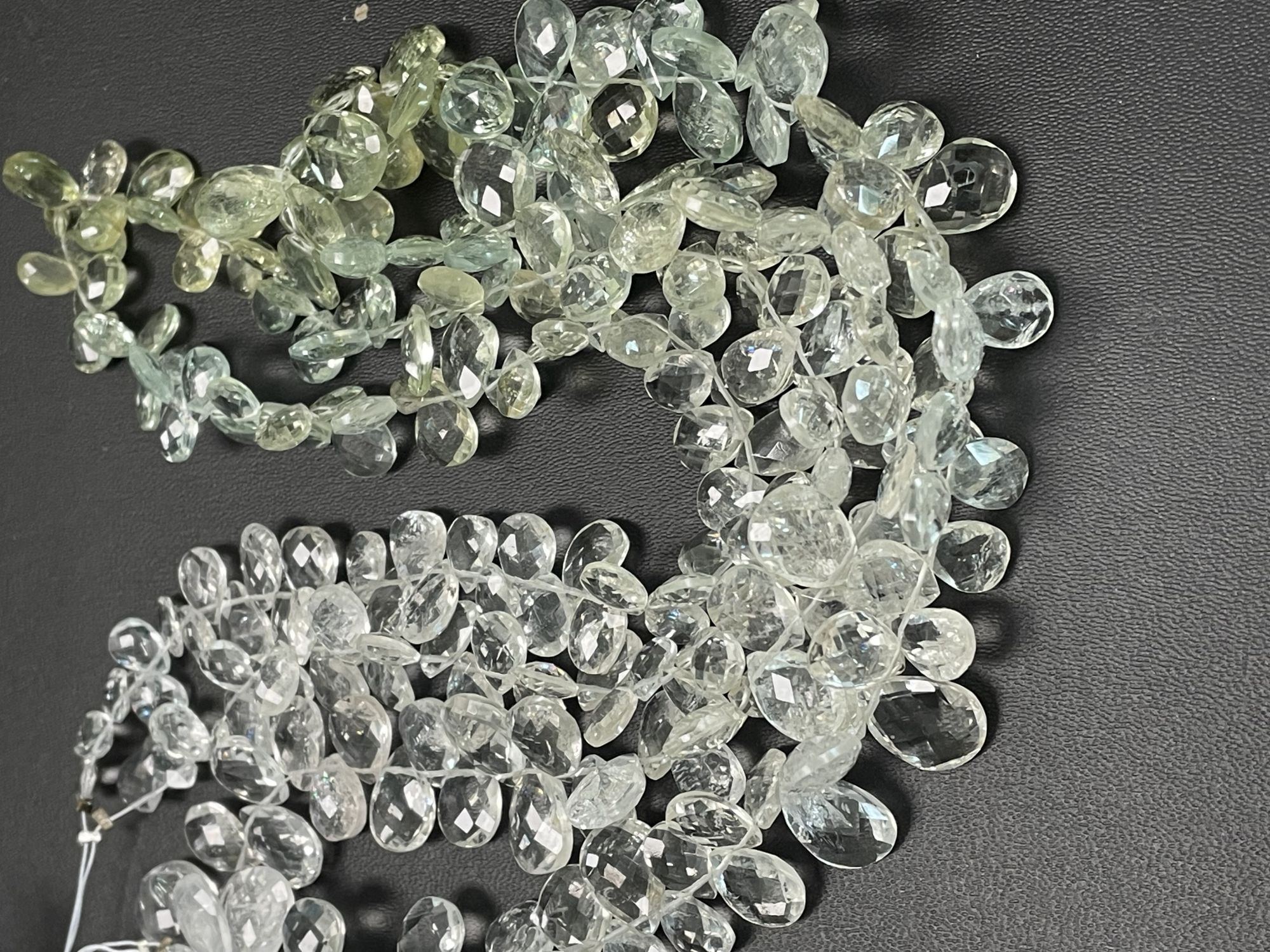 Shaded Green Aquamarine Pear Faceted