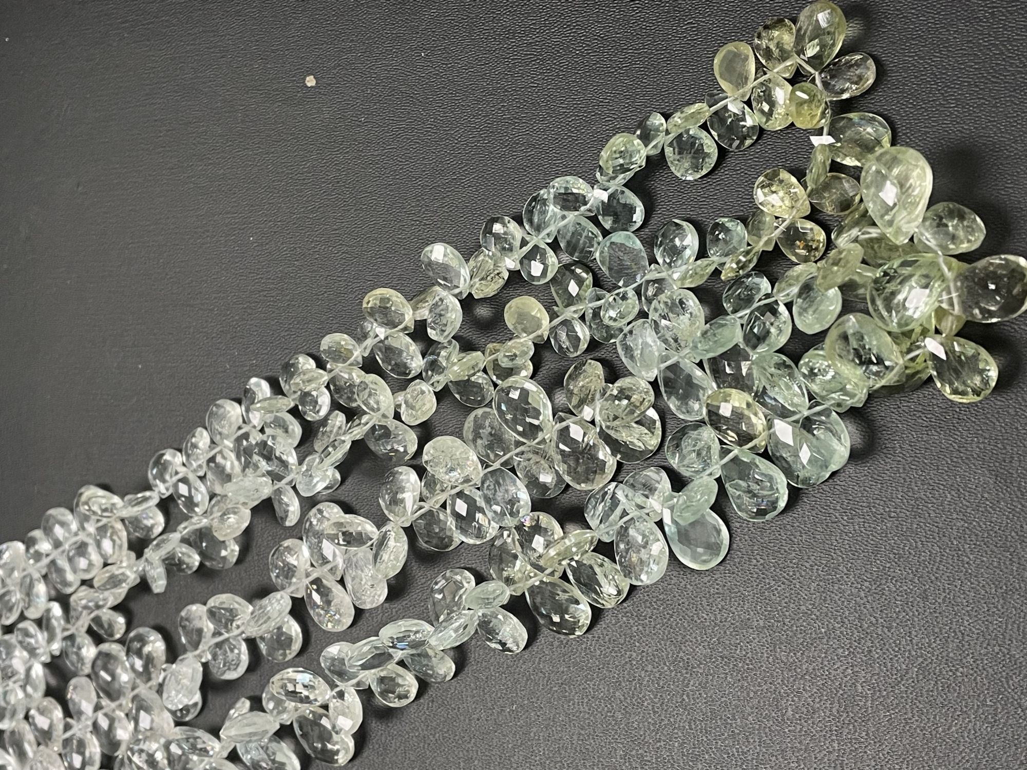 Shaded Green Aquamarine Pear Faceted