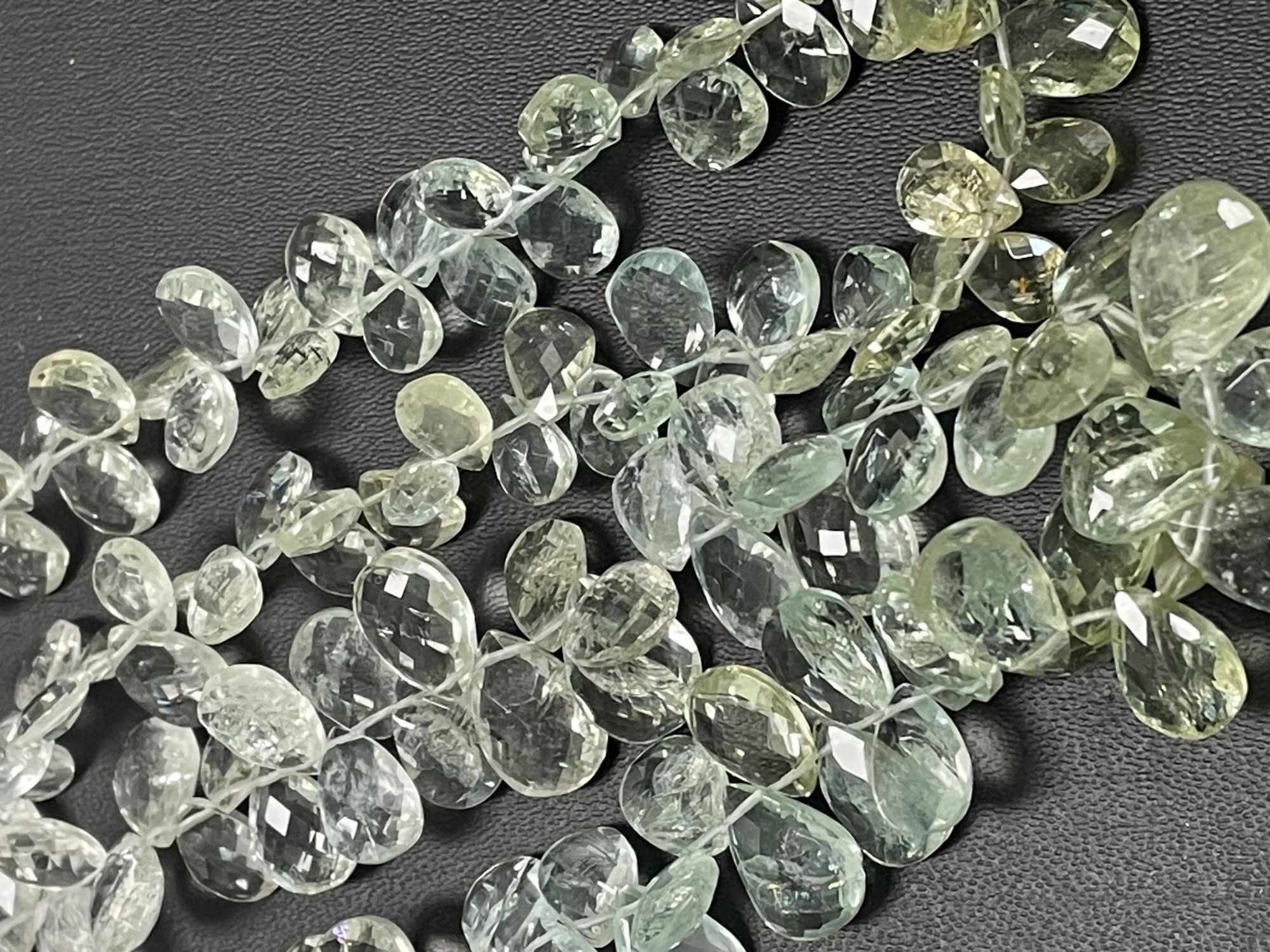 Shaded Green Aquamarine Pear Faceted