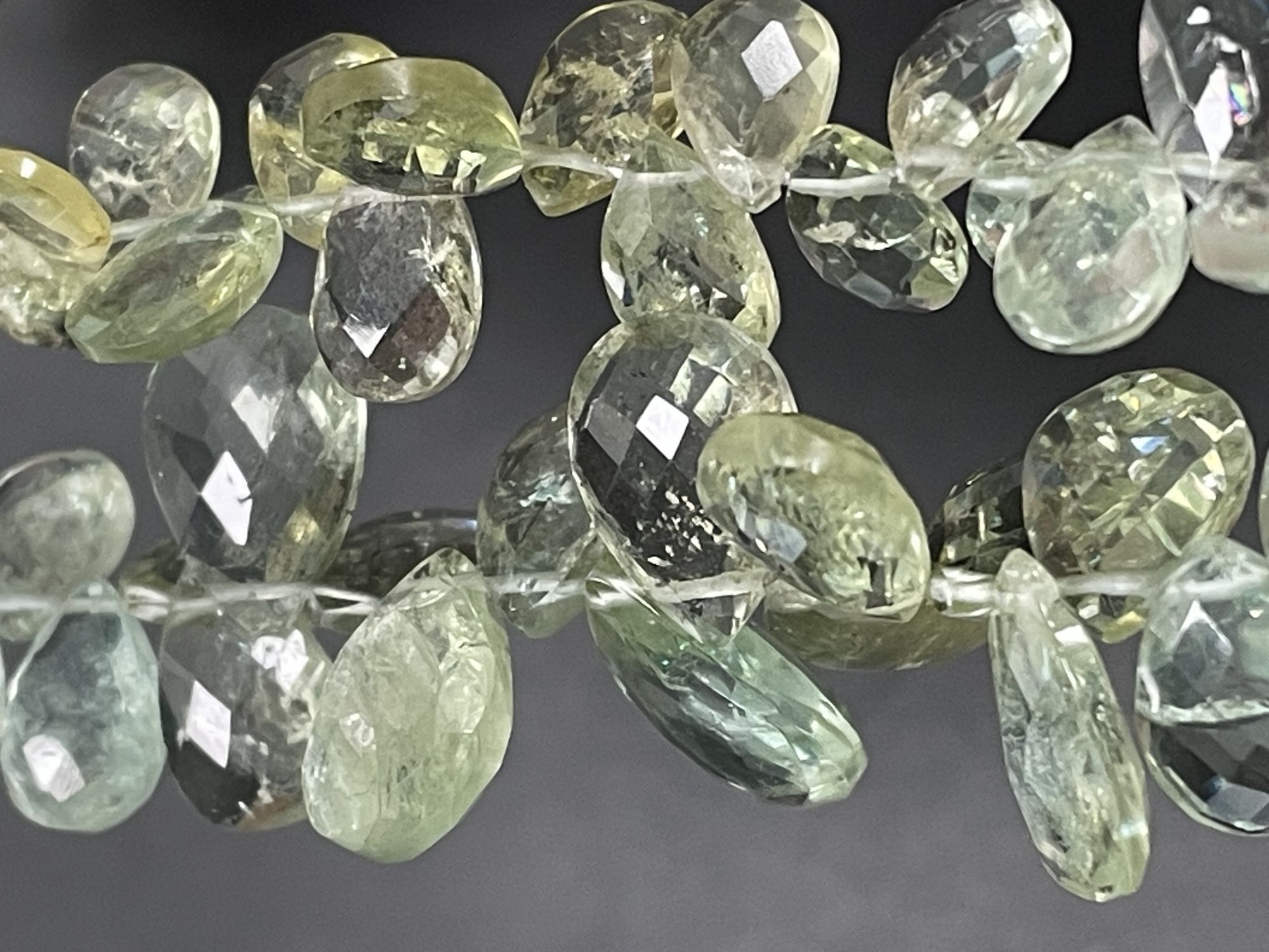 Shaded Green Aquamarine Pear Faceted
