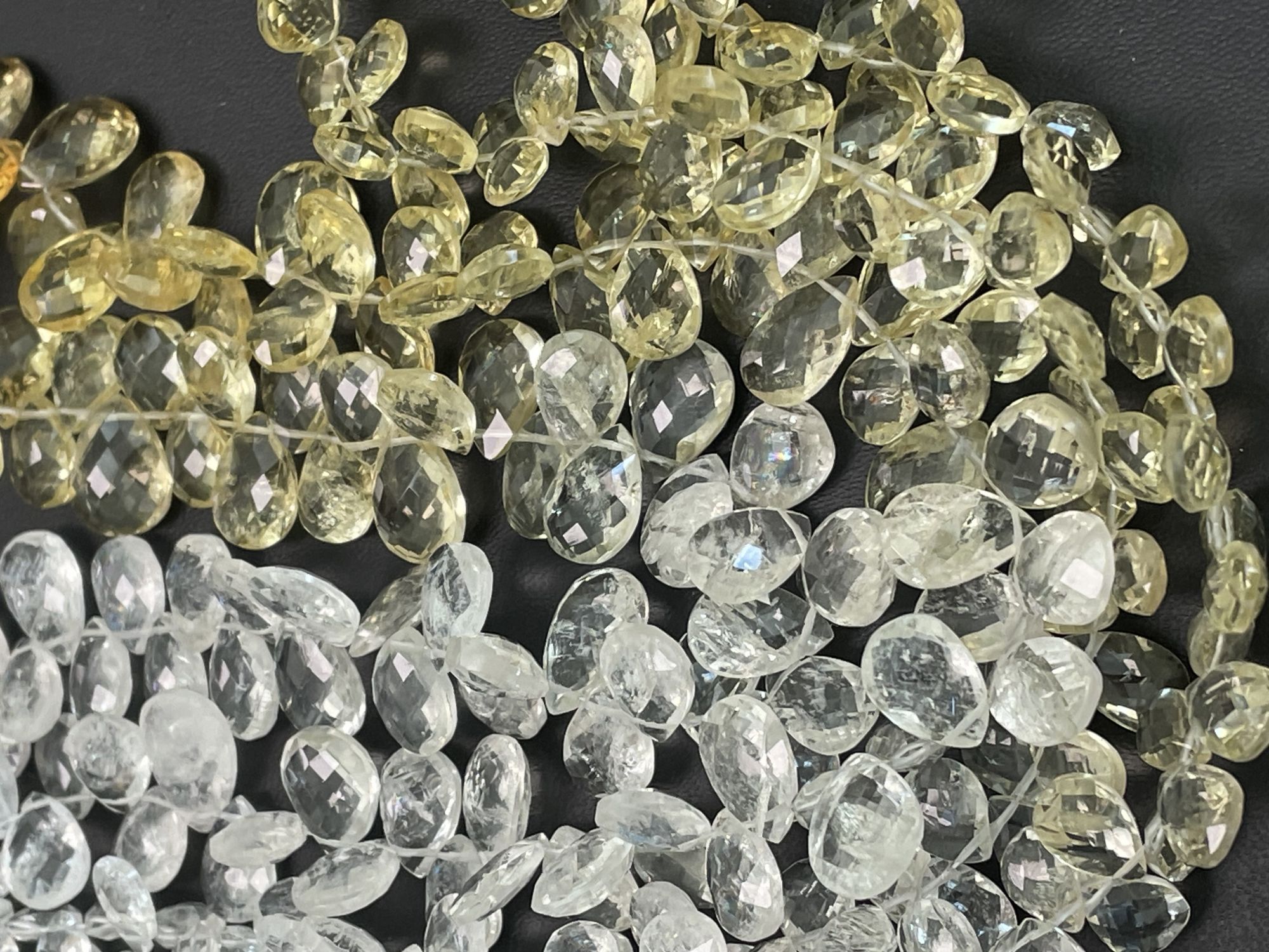 Shaded Yellow Aquamarine Pear Faceted