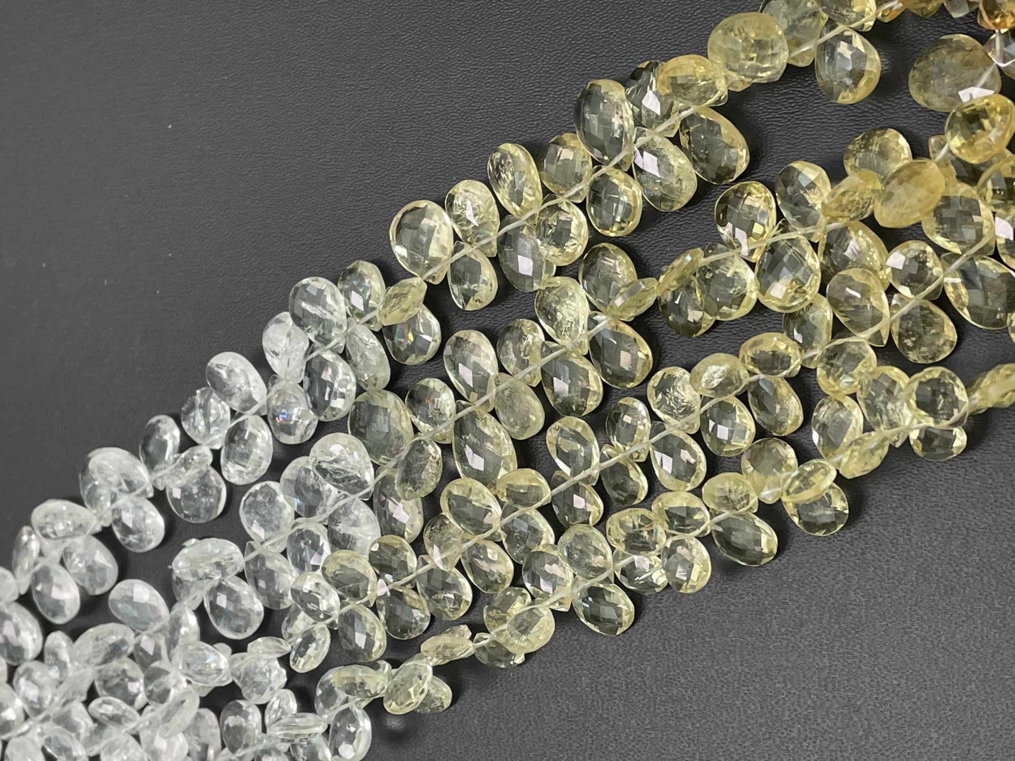 Shaded Yellow Aquamarine Pear Faceted