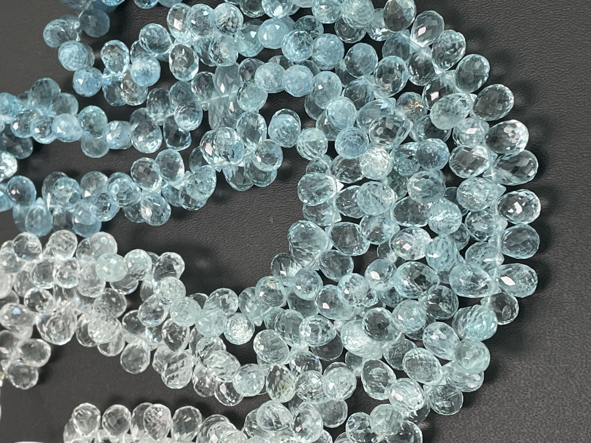 Shaded Blue Aquamarine Drop Faceted