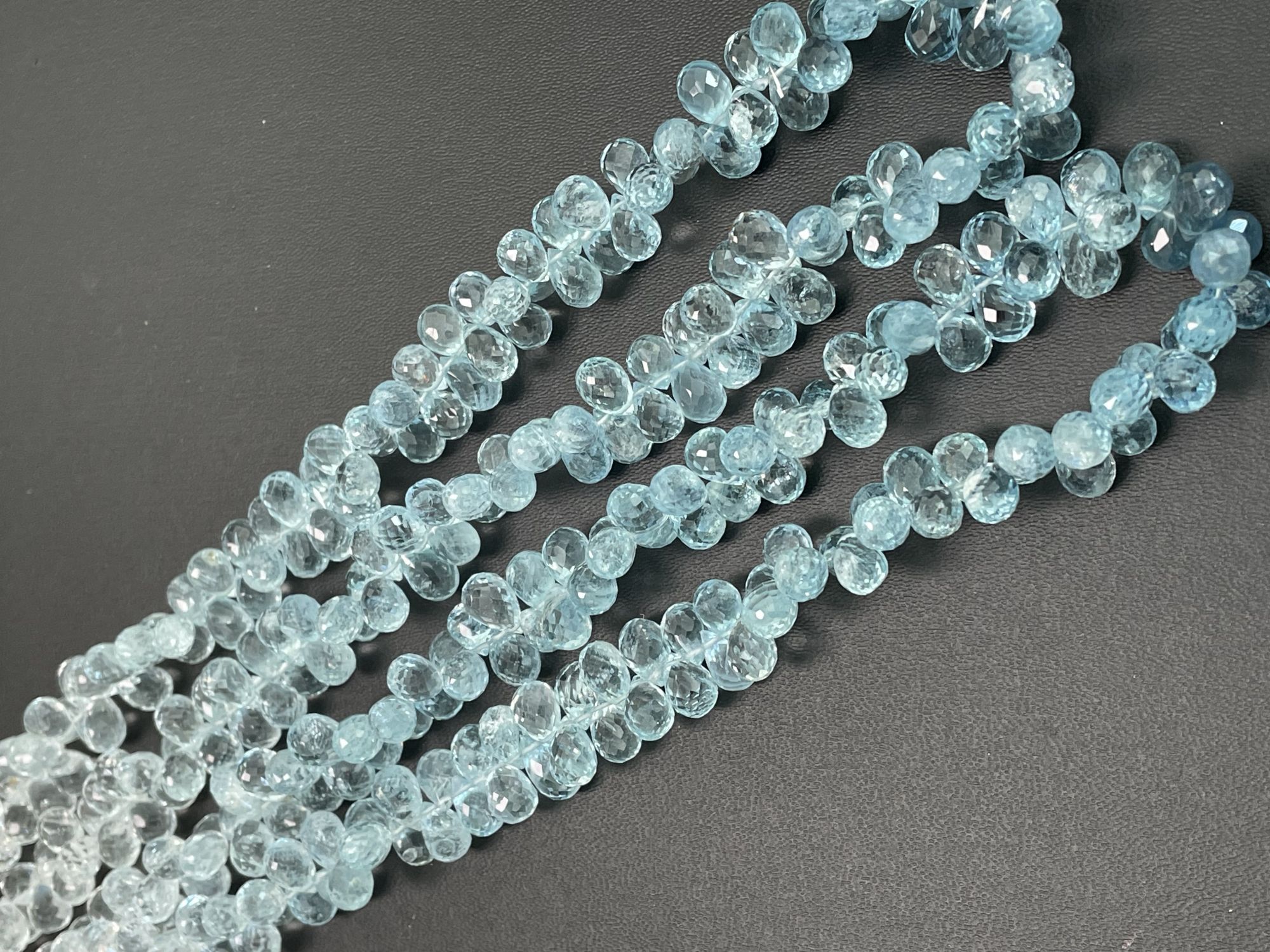 Shaded Blue Aquamarine Drop Faceted