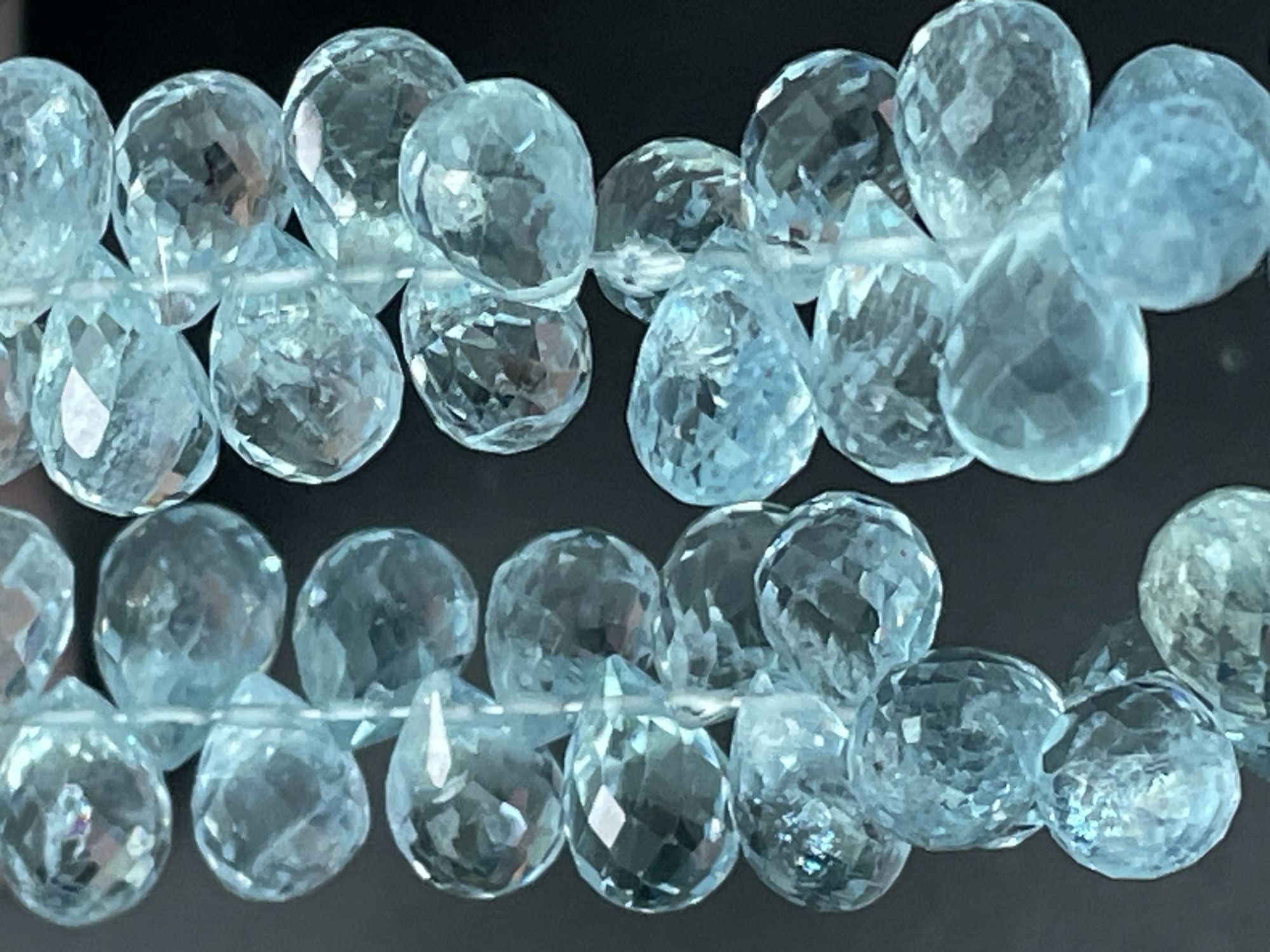 Shaded Blue Aquamarine Drop Faceted