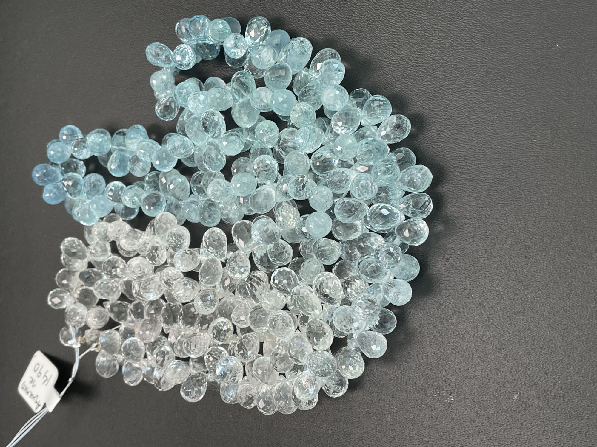 Shaded Blue Aquamarine Drop Faceted