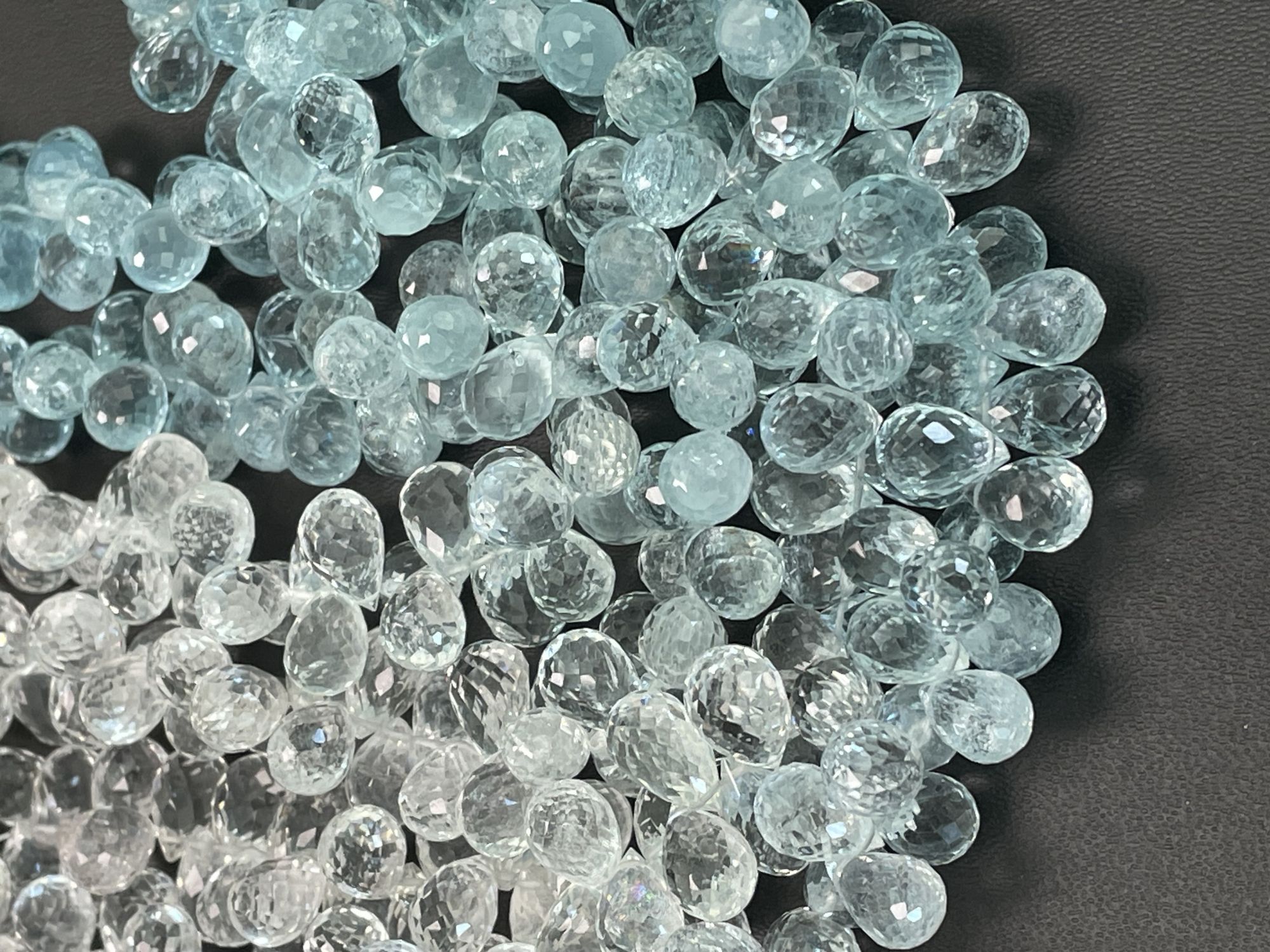 Shaded Blue Aquamarine Drop Faceted