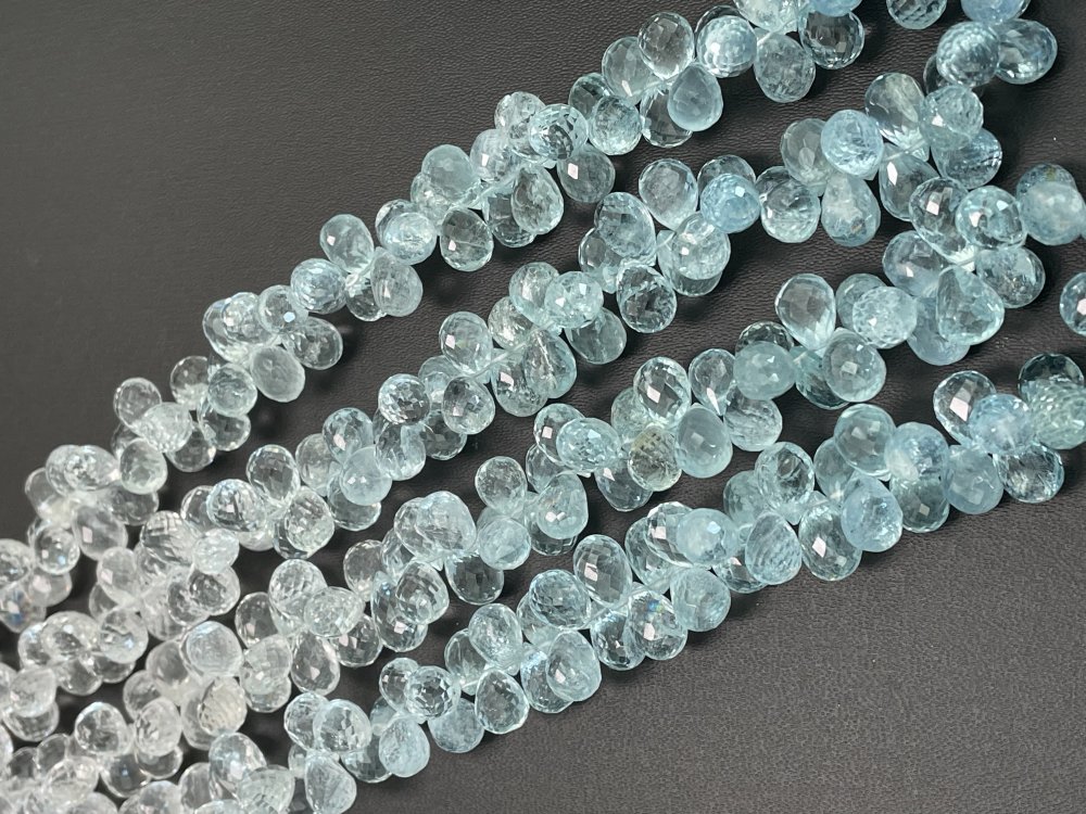 Shaded Blue Aquamarine Drop Faceted