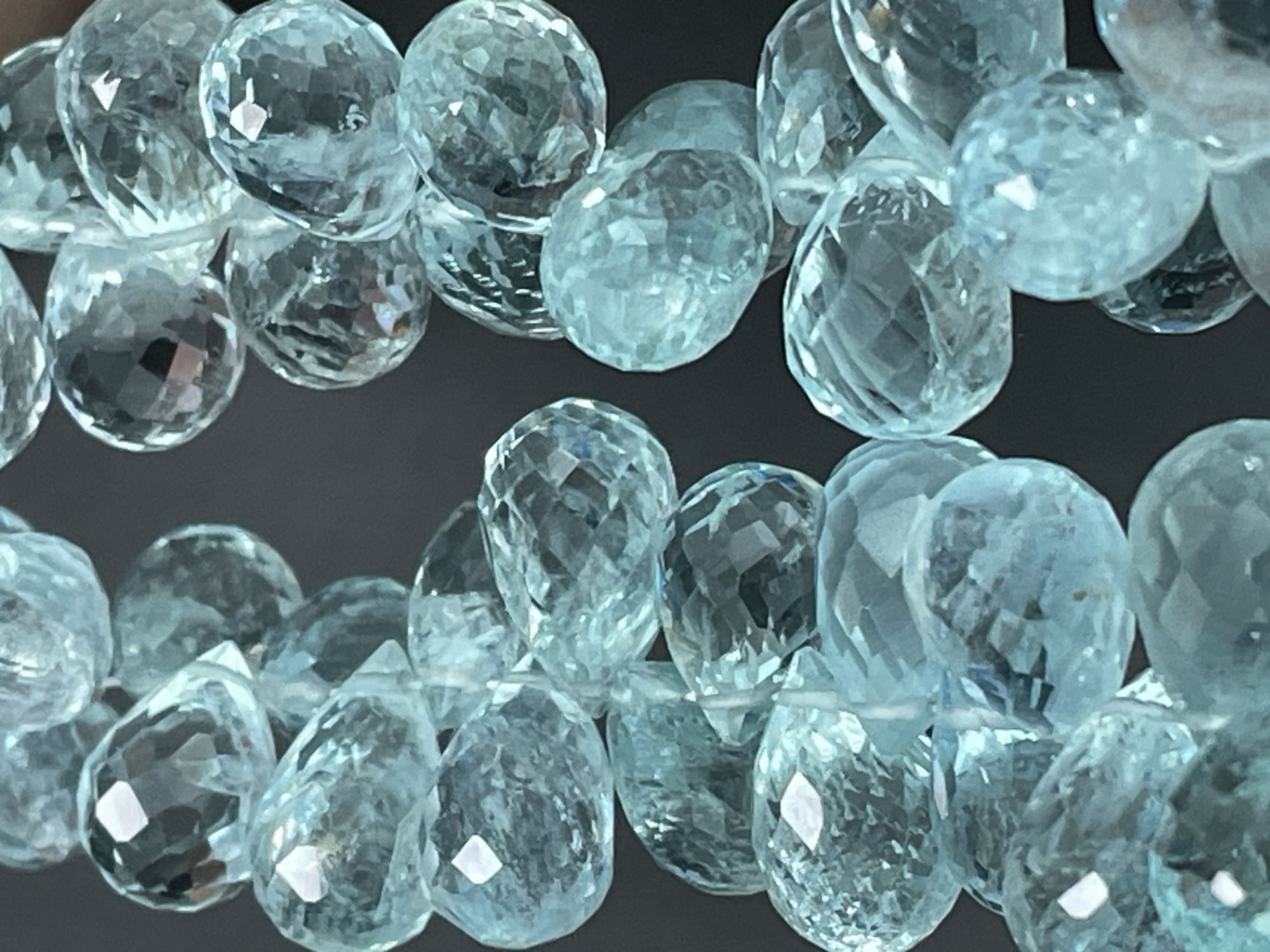 Shaded Blue Aquamarine Drop Faceted