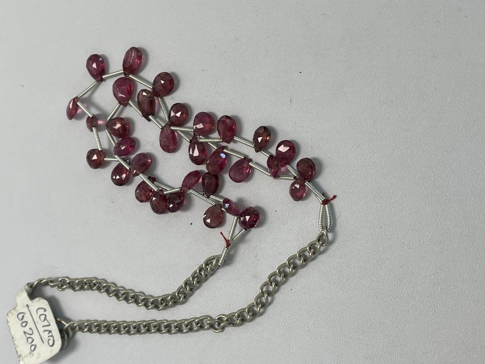 Pink Tourmaline Pear Faceted Necklace