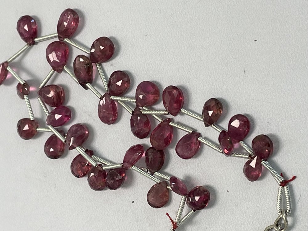 Pink Tourmaline Pear Faceted Necklace