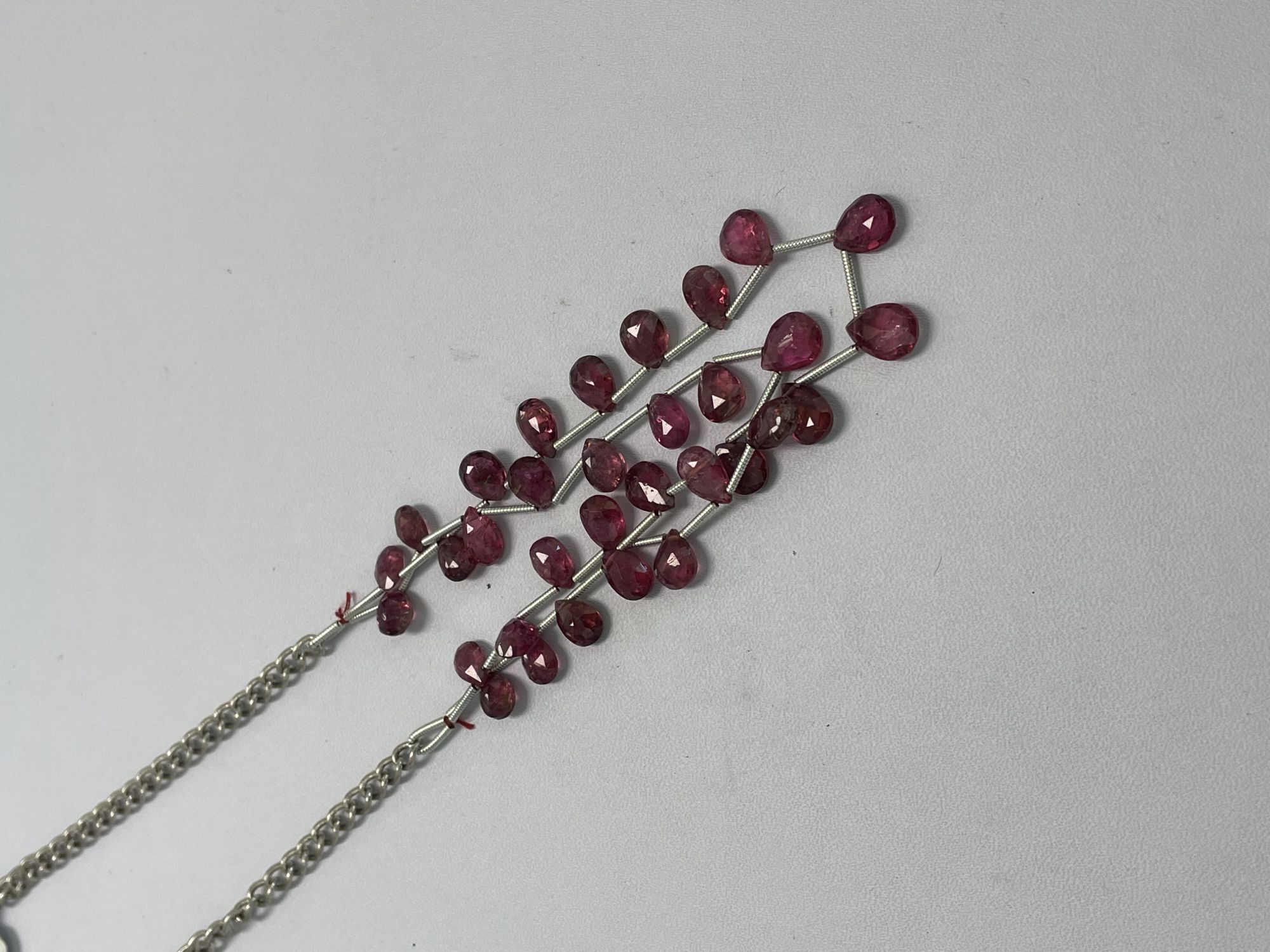 Pink Tourmaline Pear Faceted Necklace