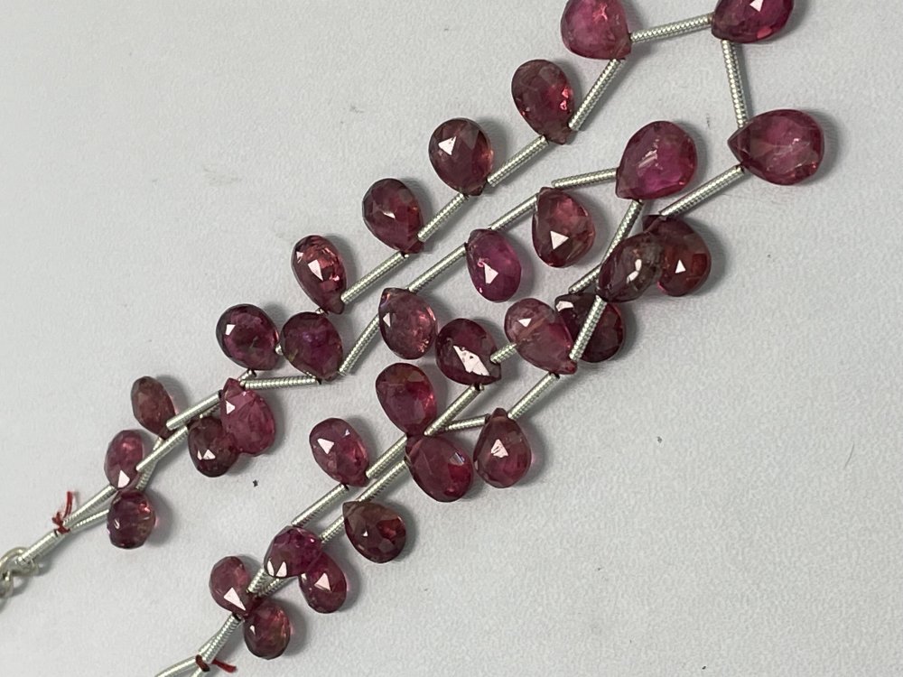Pink Tourmaline Pear Faceted Necklace