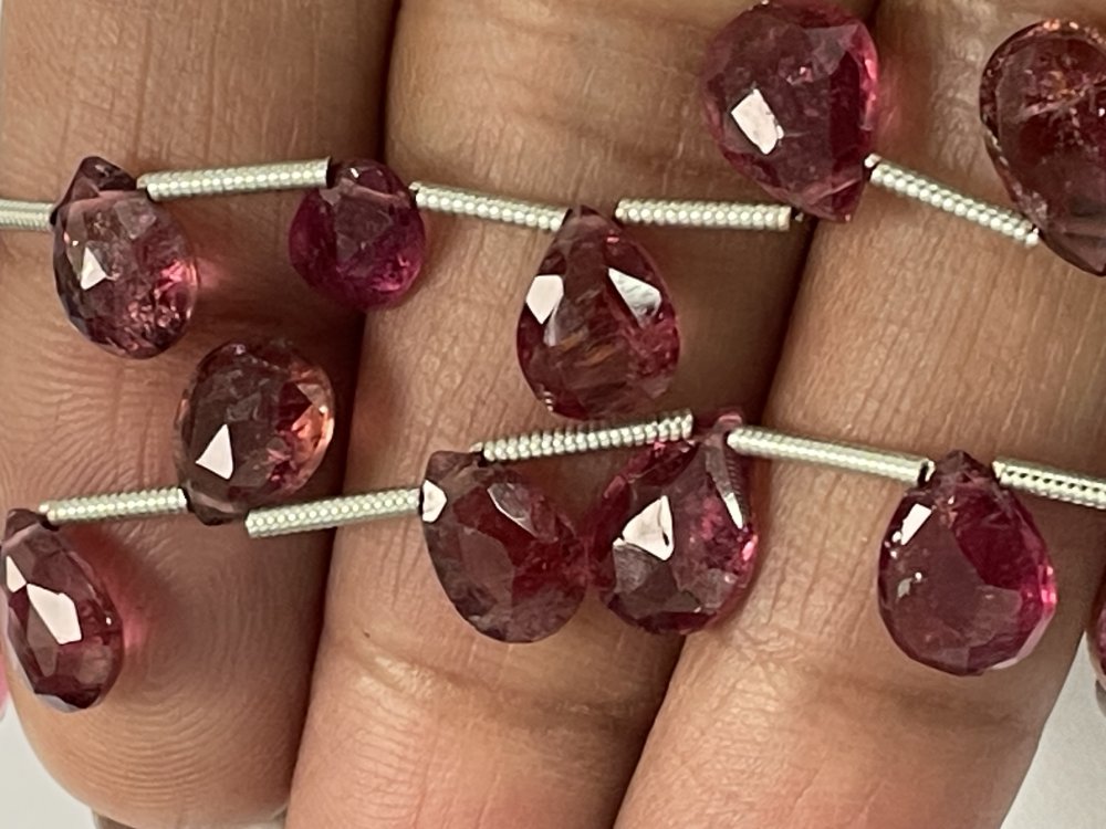 Pink Tourmaline Pear Faceted Necklace