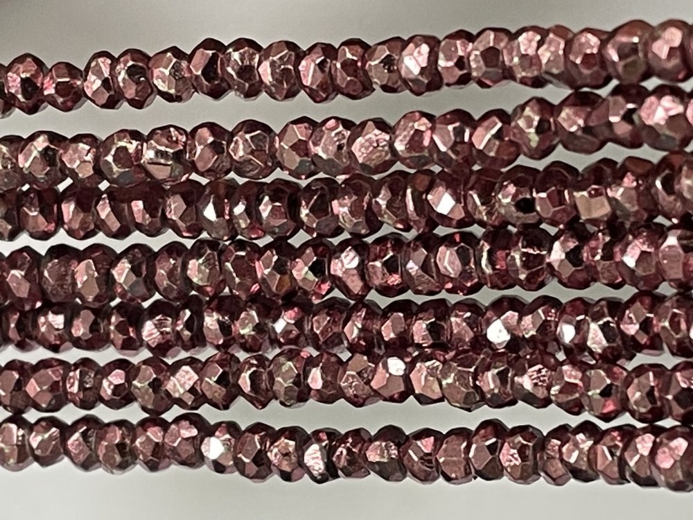 Mystic Pink Pyrite Rondelle Faceted