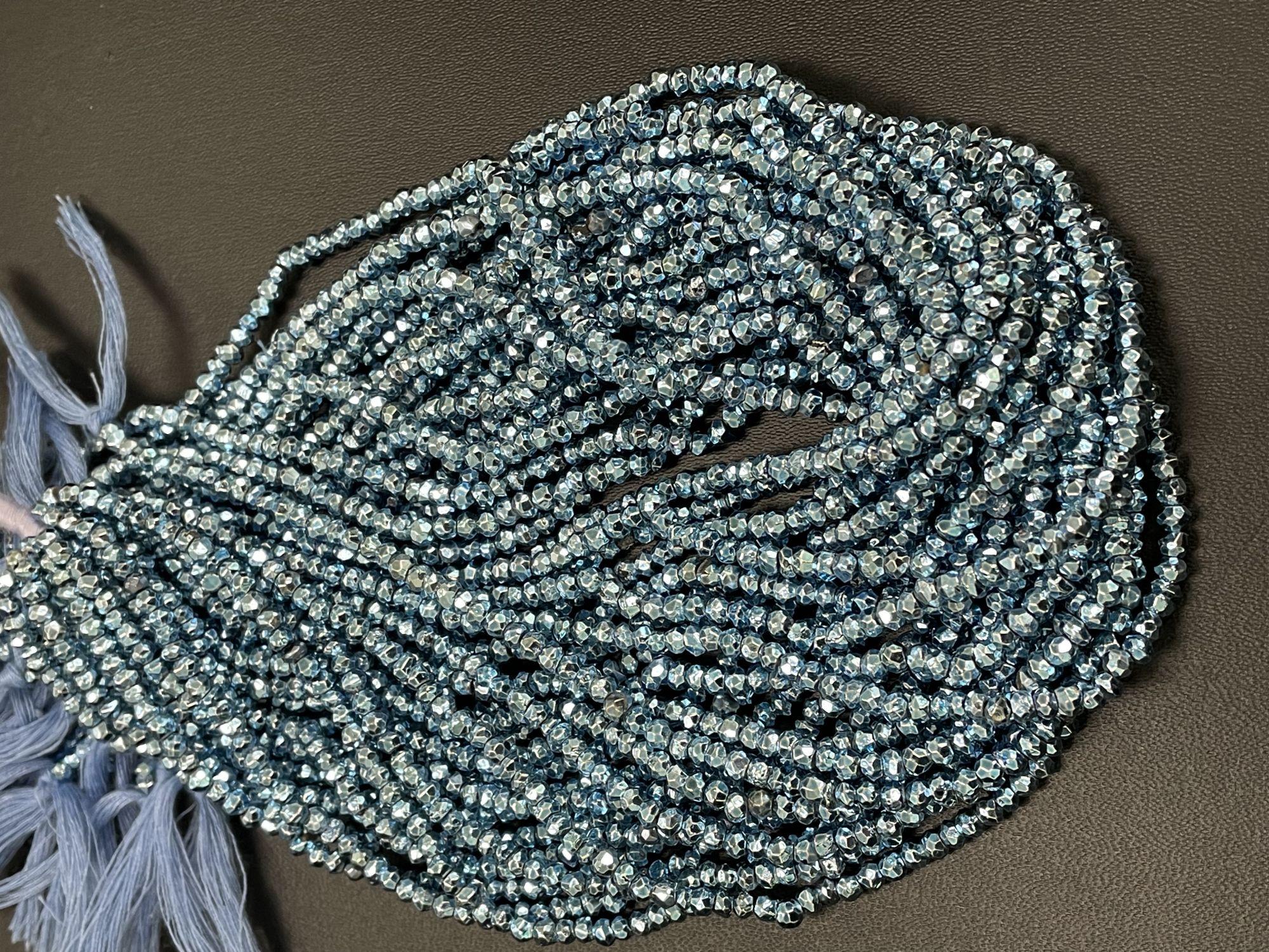 Mystic Blue Pyrite Rondelle Faceted