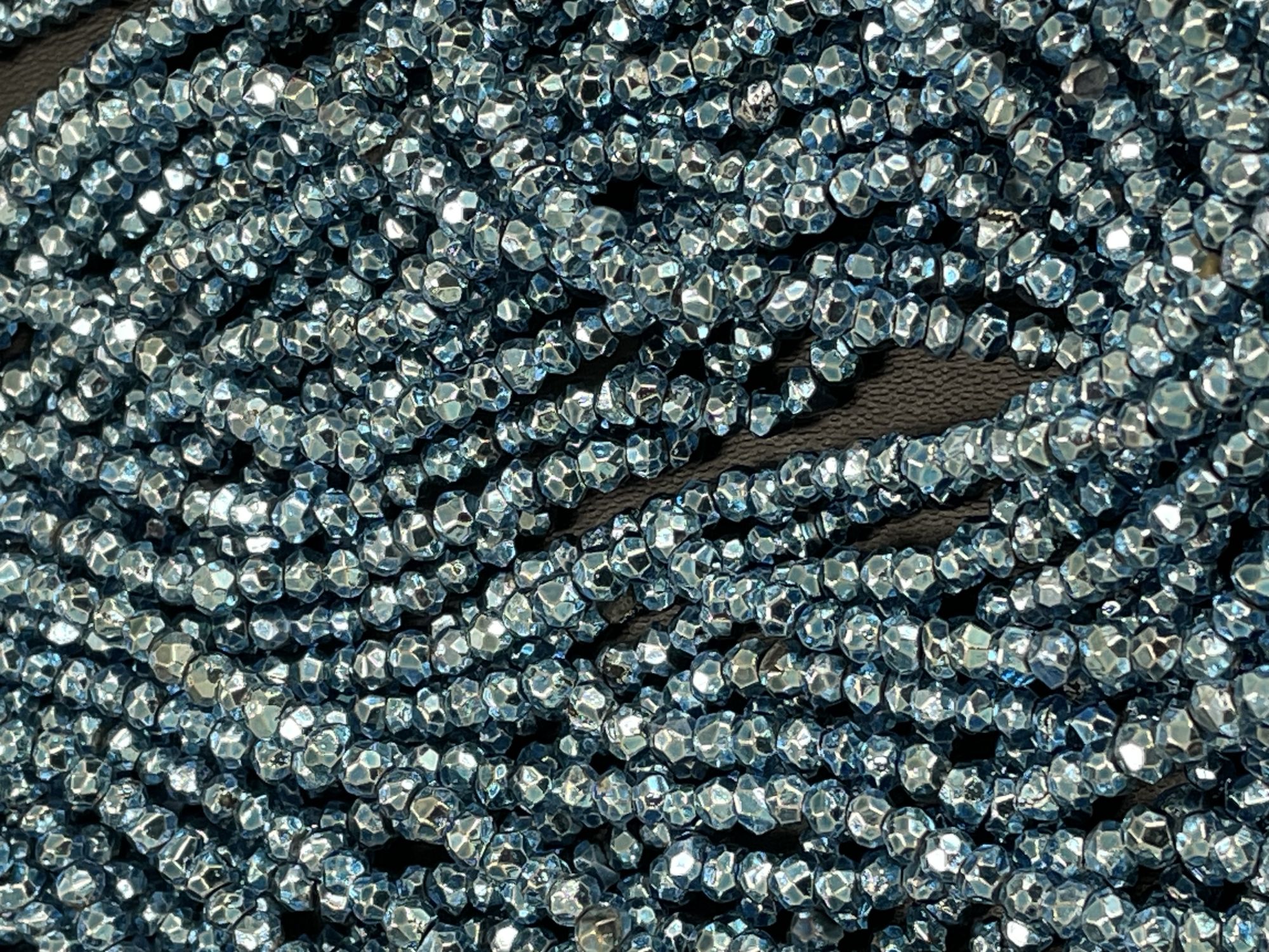 Mystic Blue Pyrite Rondelle Faceted