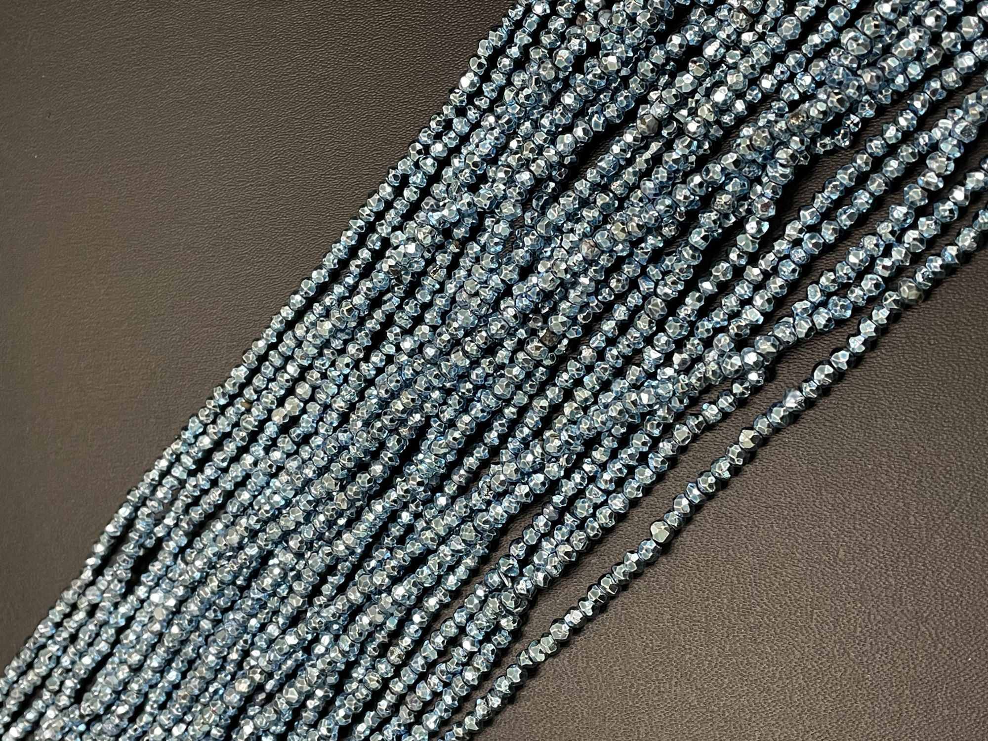 Mystic Blue Pyrite Rondelle Faceted