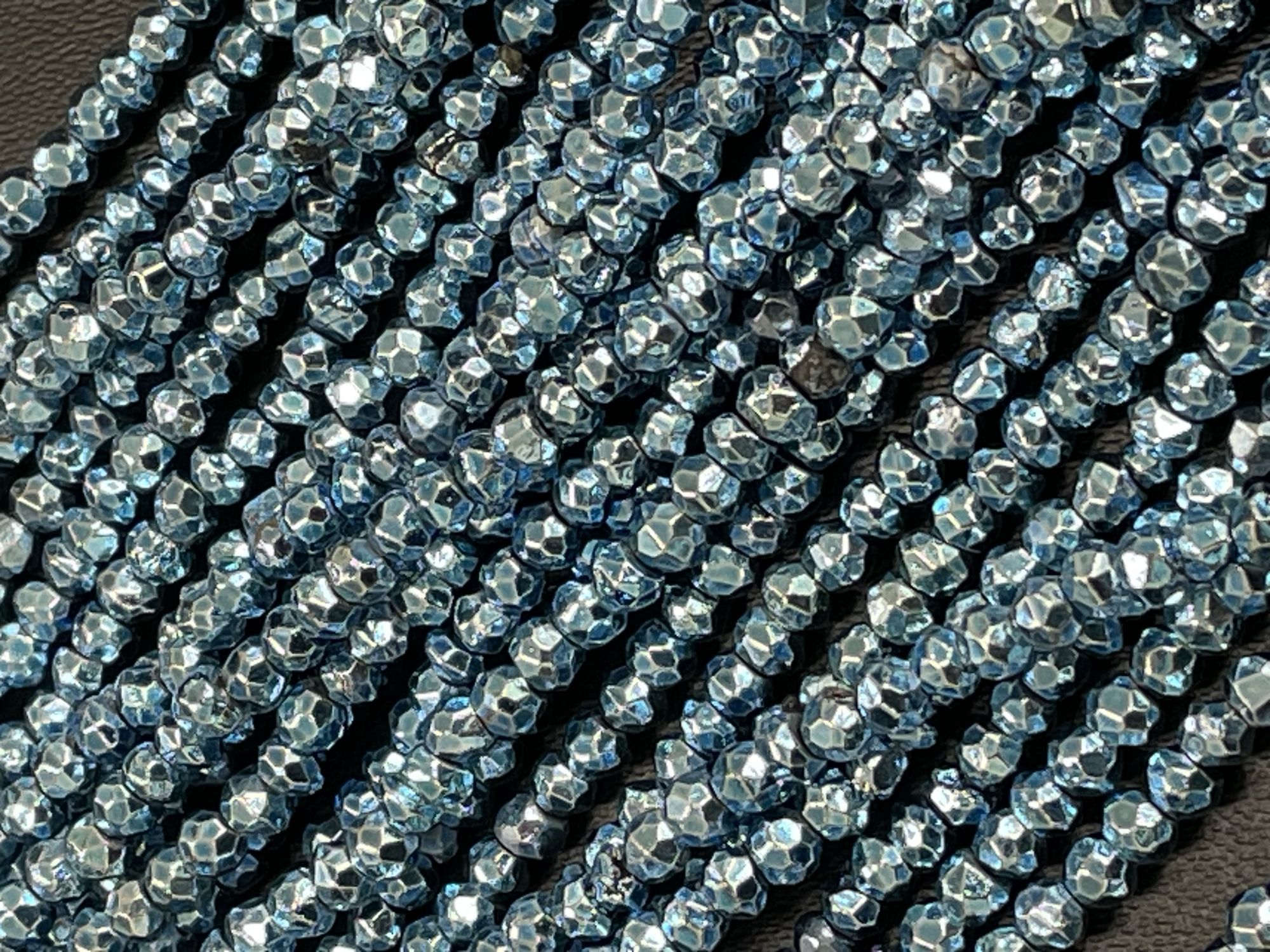 Mystic Blue Pyrite Rondelle Faceted