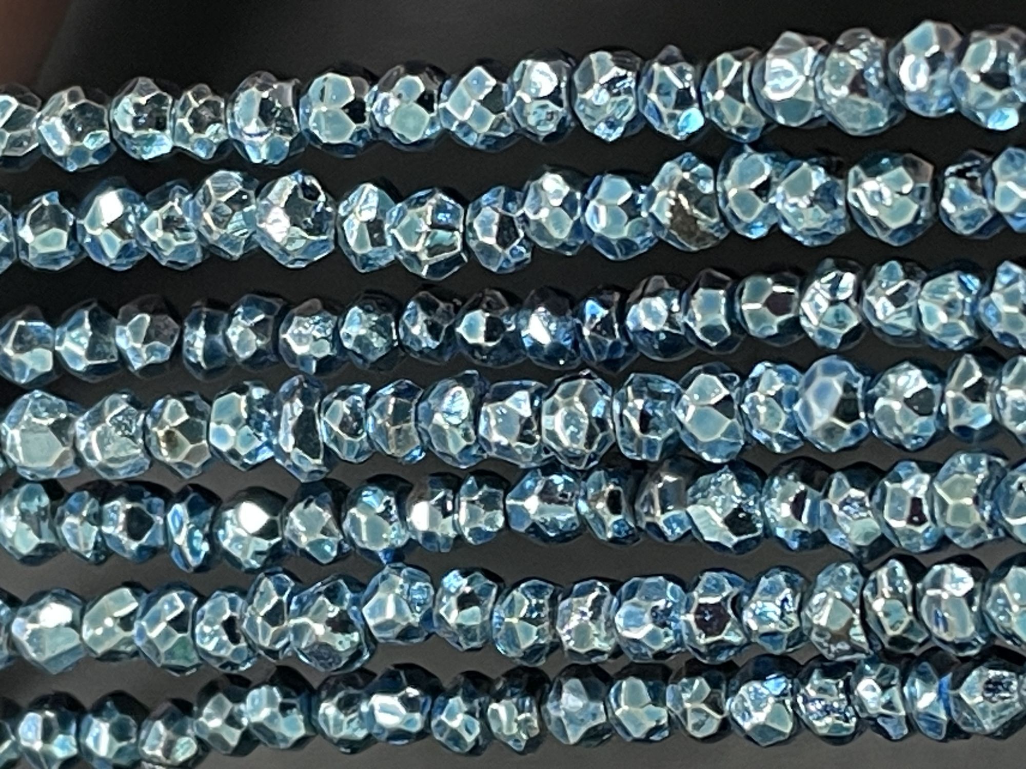Mystic Blue Pyrite Rondelle Faceted