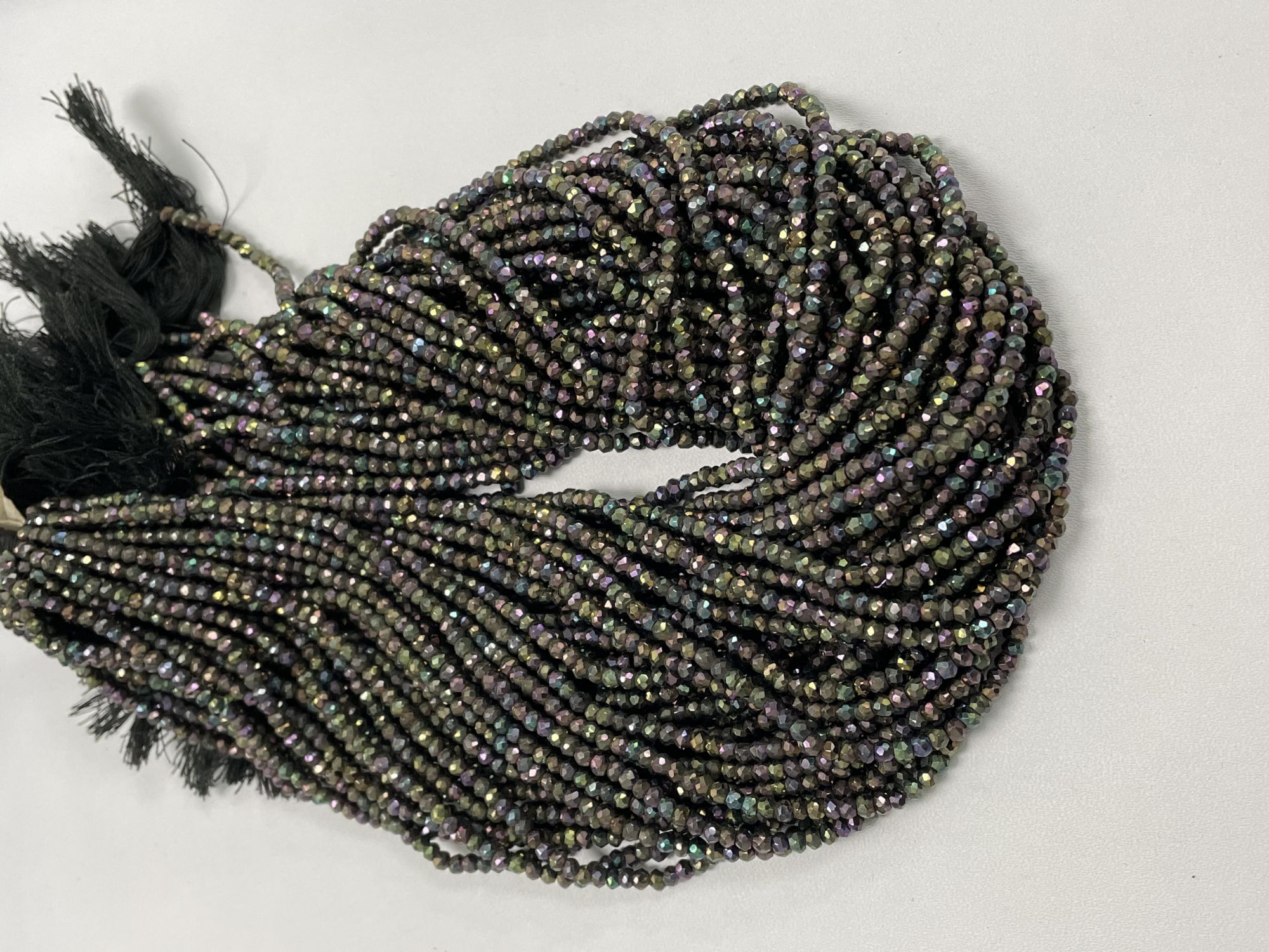 Mystic Purple Black Pyrite Rondelle Faceted