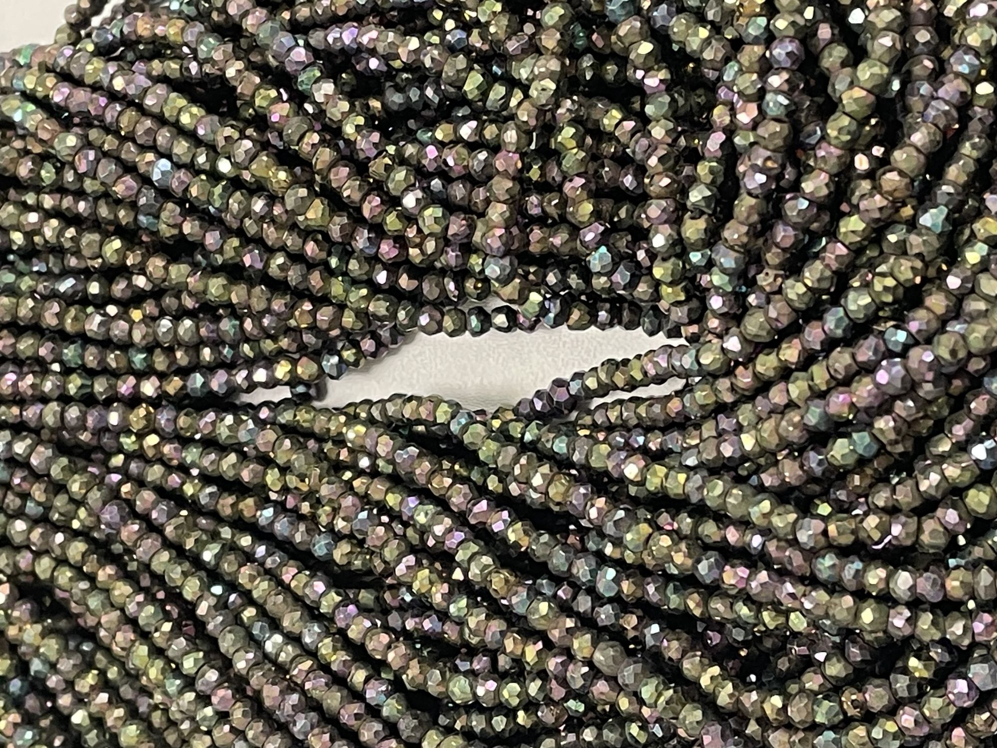 Mystic Purple Black Pyrite Rondelle Faceted