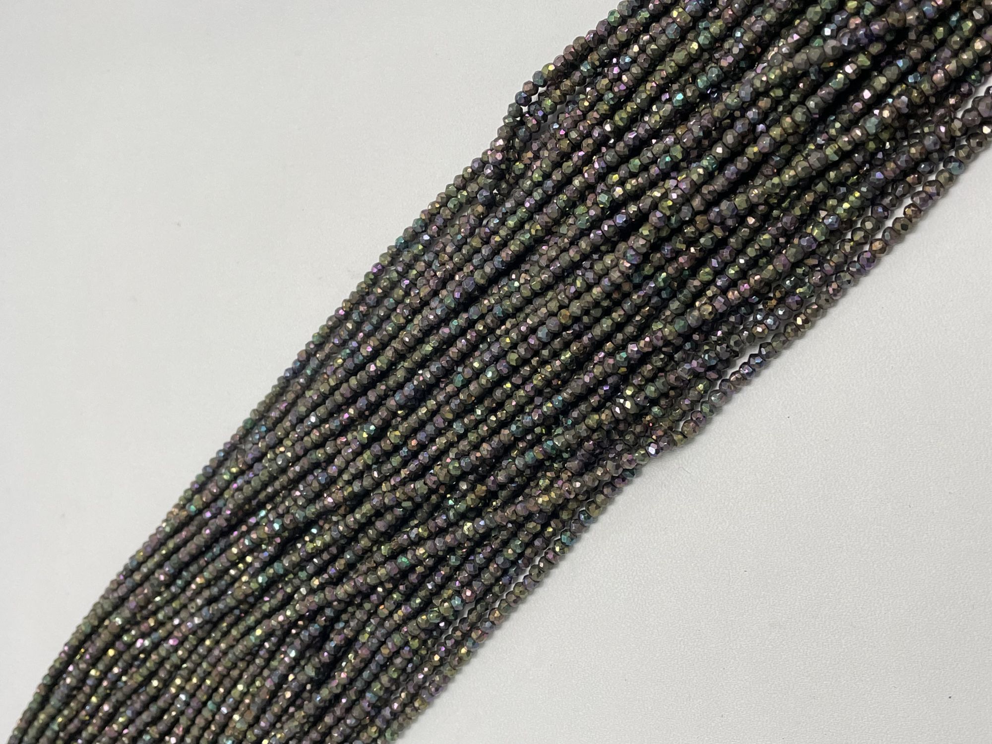 Mystic Purple Black Pyrite Rondelle Faceted