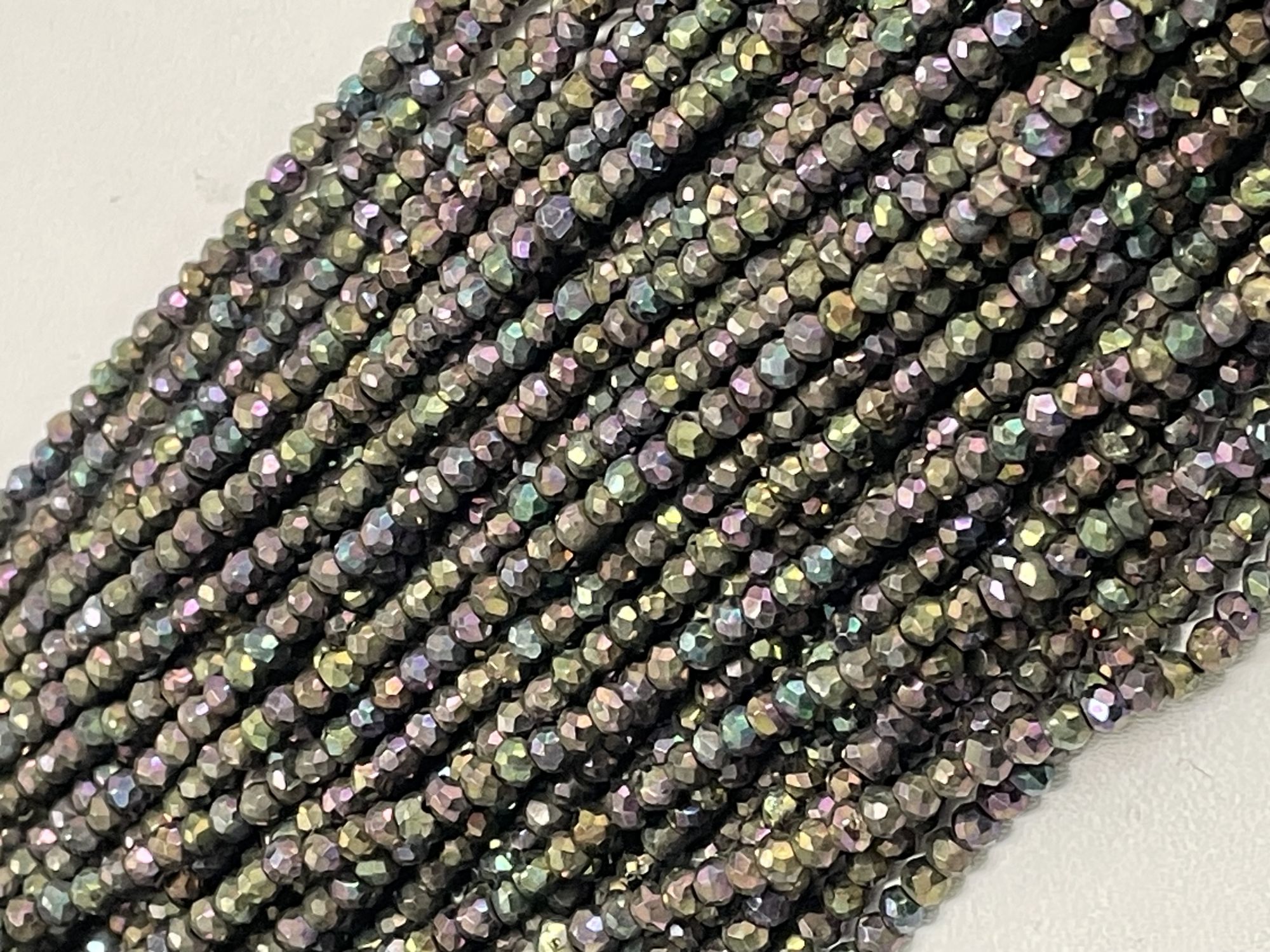 Mystic Purple Black Pyrite Rondelle Faceted