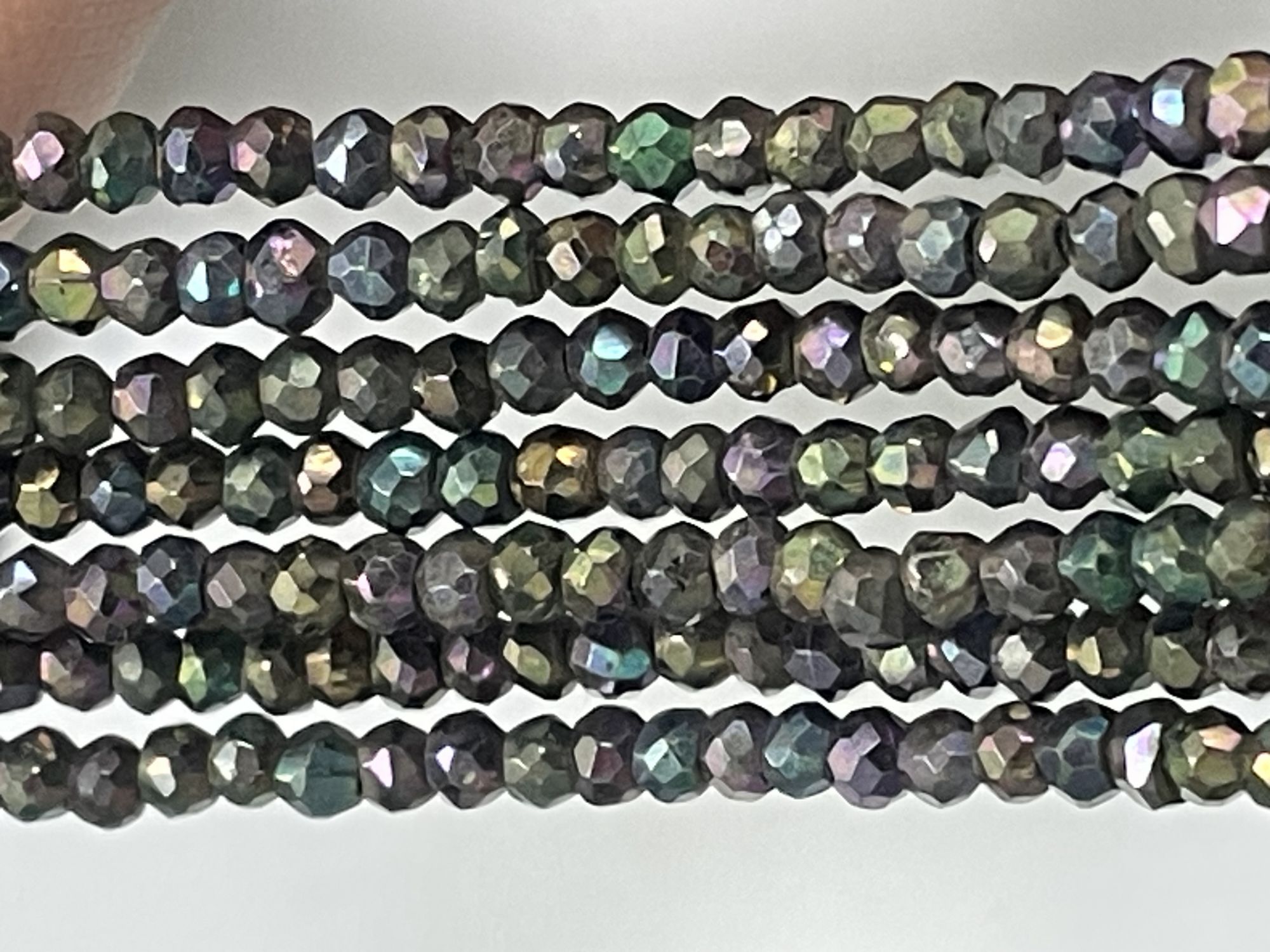 Mystic Purple Black Pyrite Rondelle Faceted