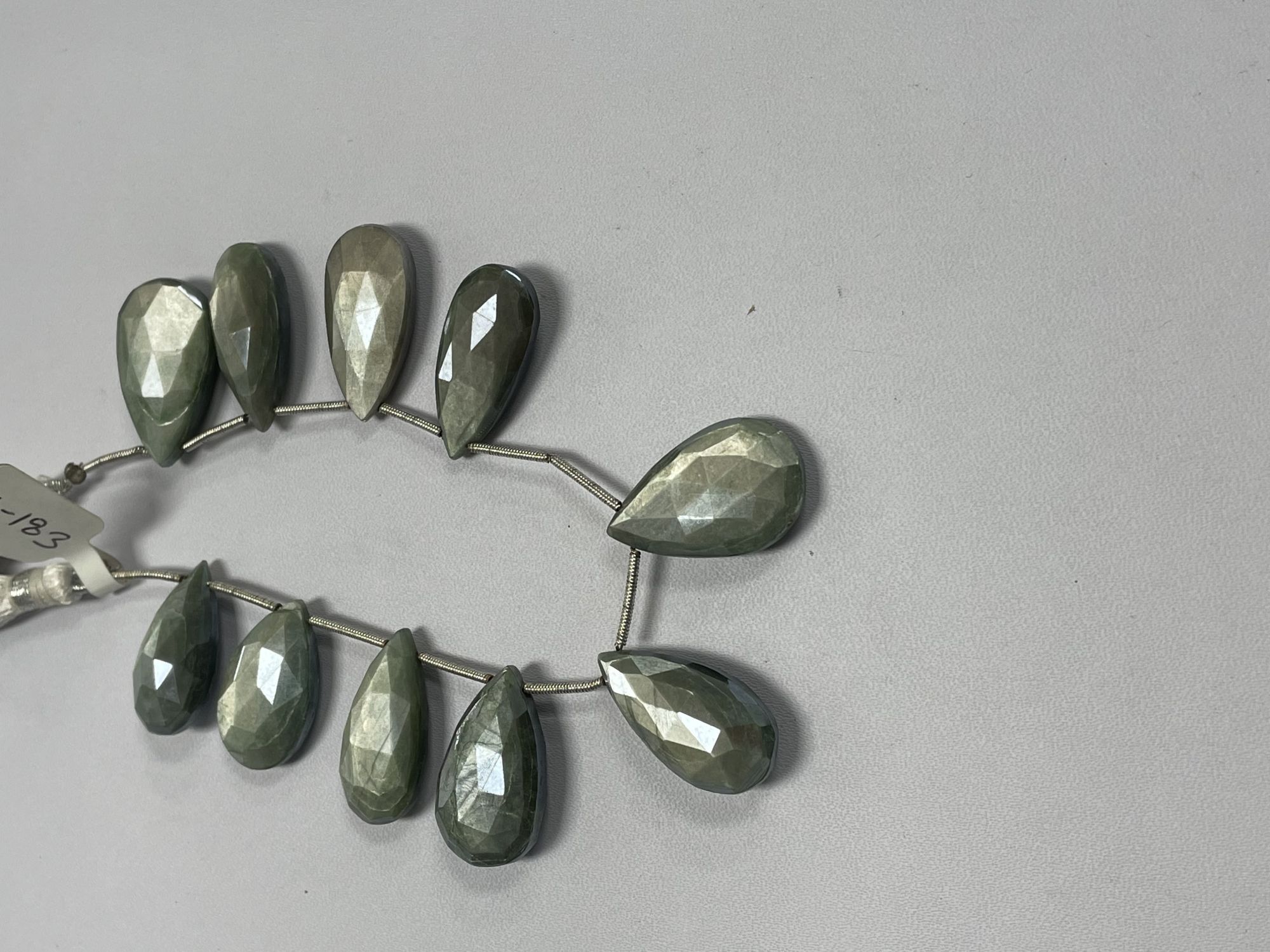 Grey Coated Moonstone Pear Faceted