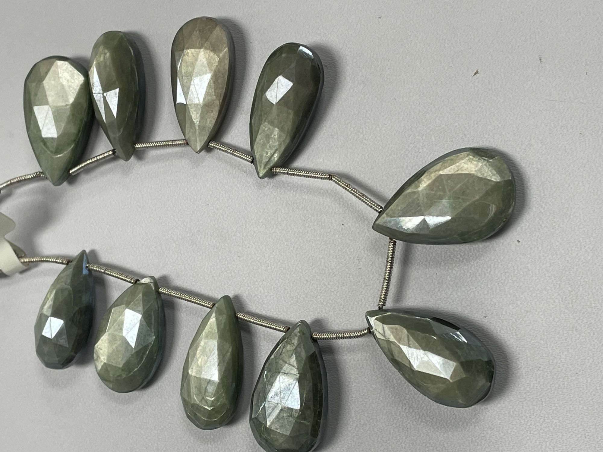 Grey Coated Moonstone Pear Faceted