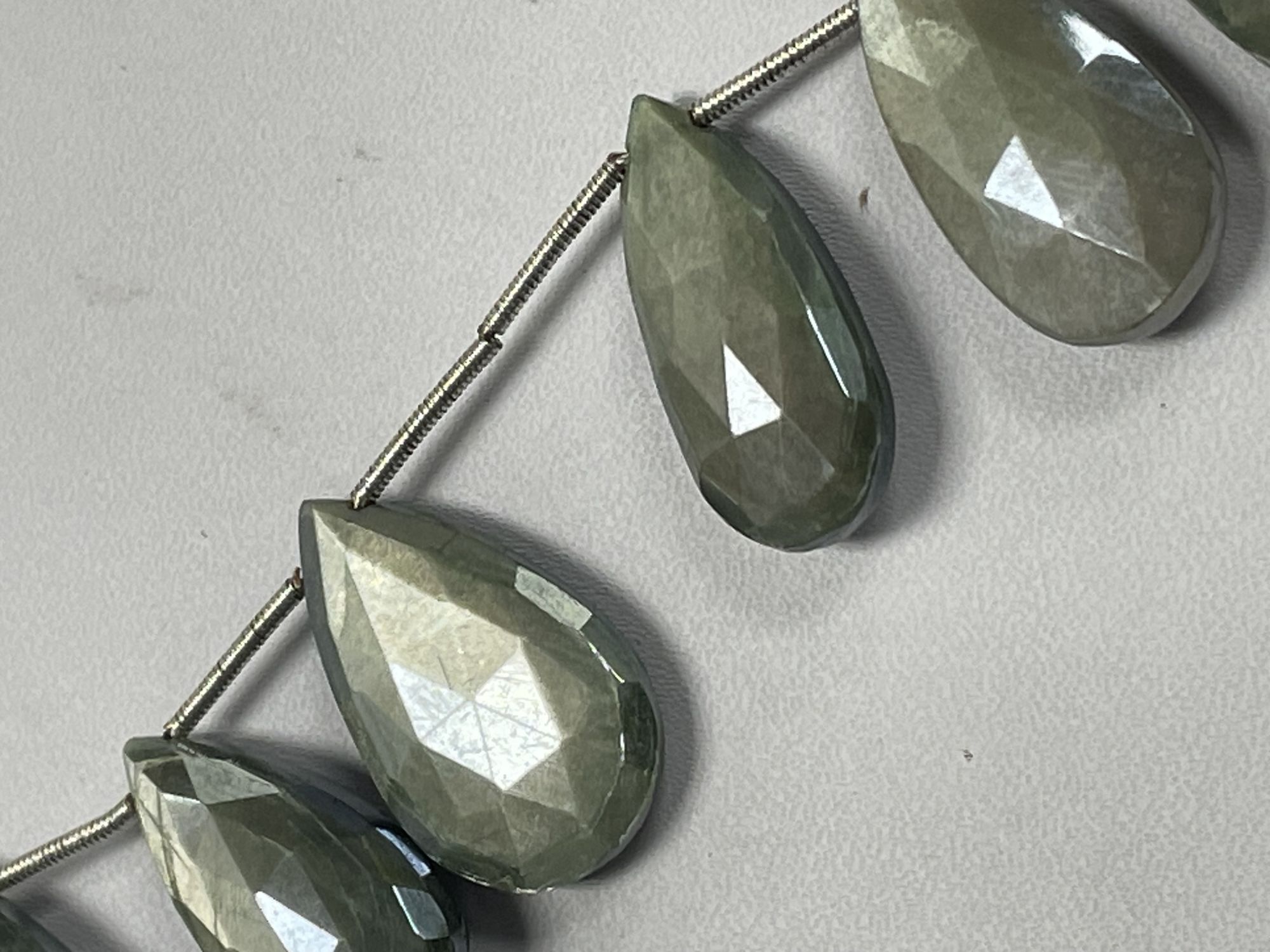 Grey Coated Moonstone Pear Faceted