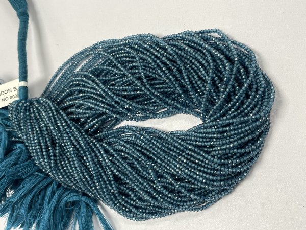 Collier En Perles De Topaze London Blue Rondelles Lisses 7-10mm - 15 Pouces, Argent 925
