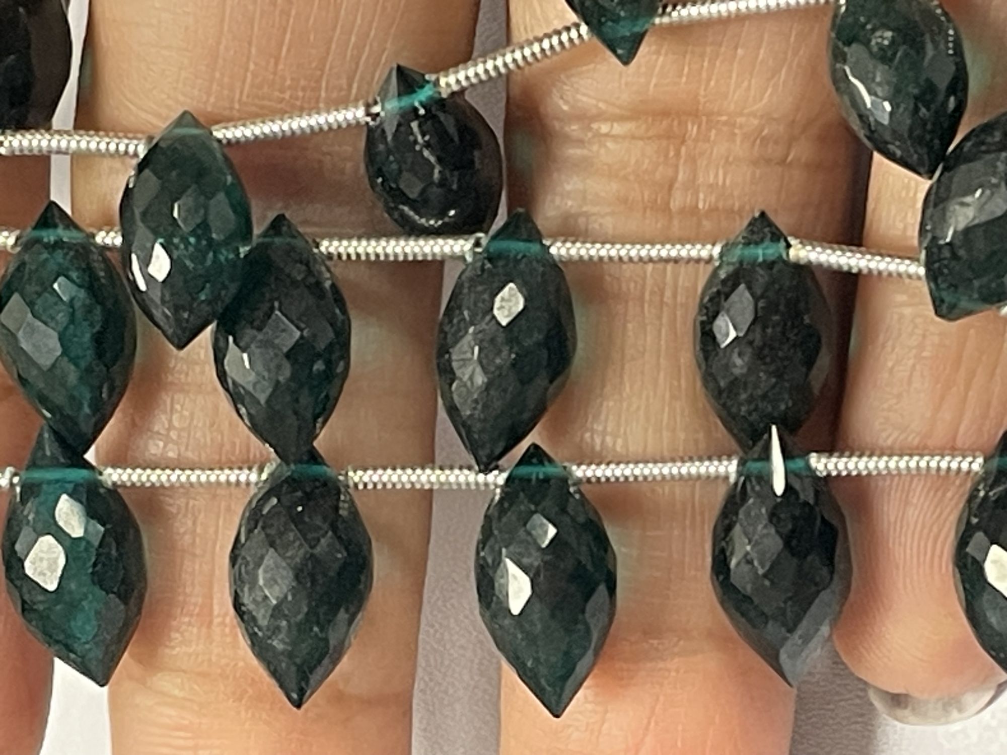 Teal Hydro Quartz Puff Marquise Faceted