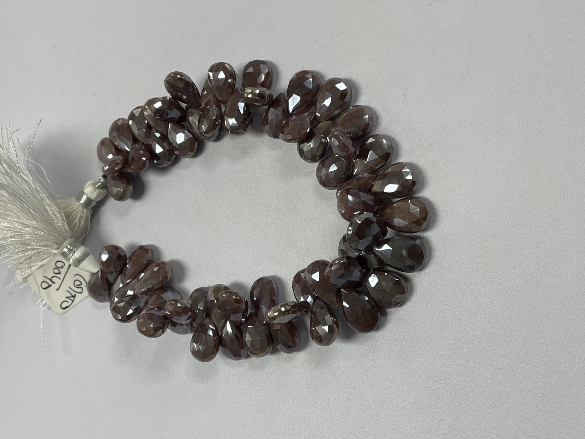 Coated Chocolate Moonstone Pear Faceted