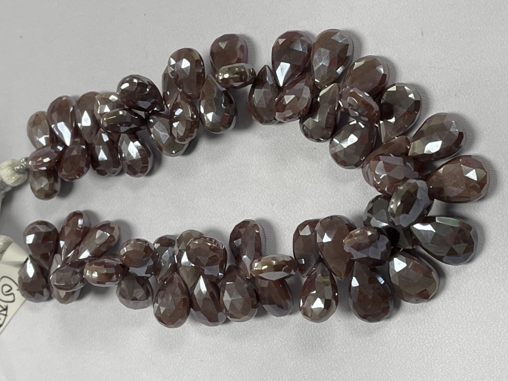 Coated Chocolate Moonstone Pear Faceted