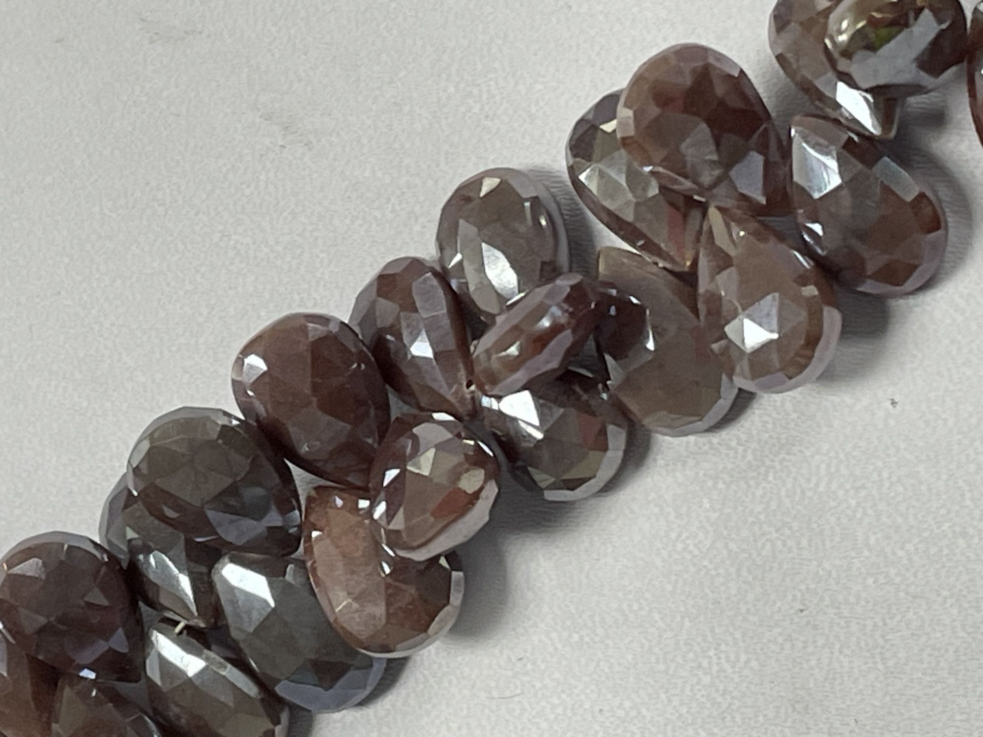 Coated Chocolate Moonstone Pear Faceted