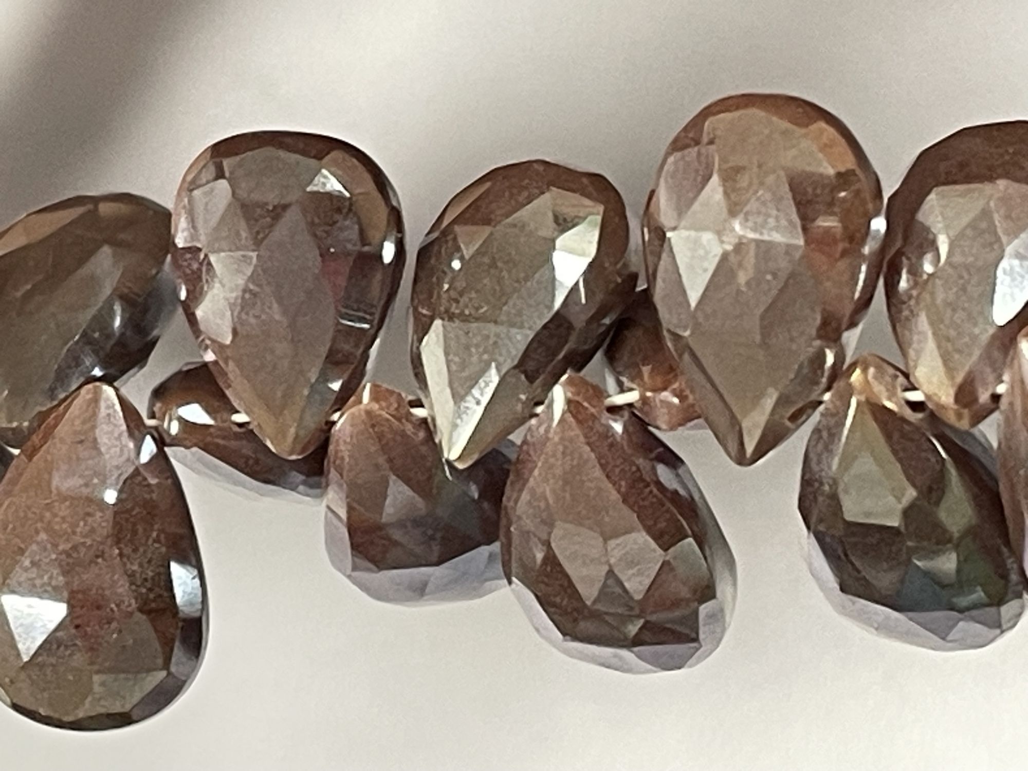 Coated Chocolate Moonstone Pear Faceted