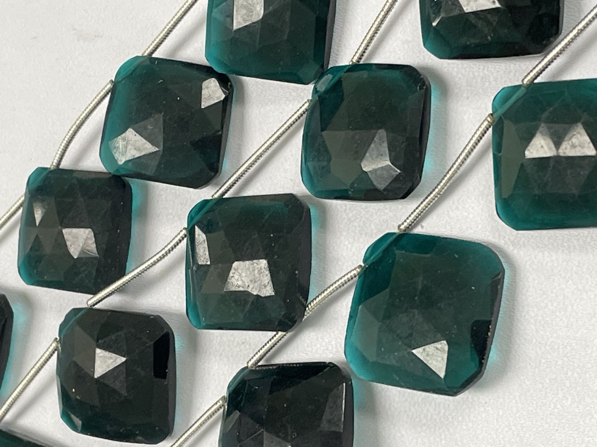 Teal Hydro Quartz Cushion Faceted