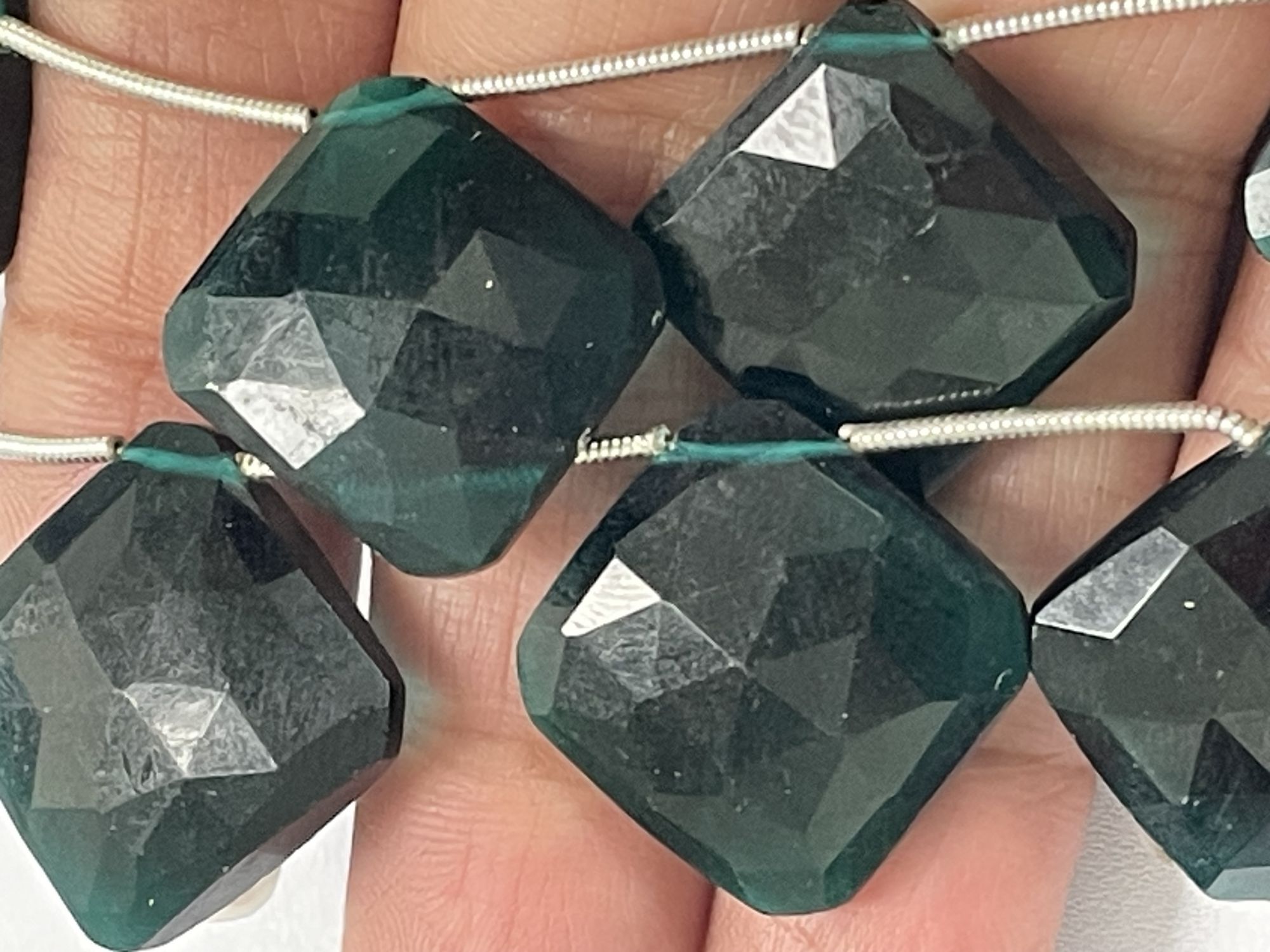 Teal Hydro Quartz Cushion Faceted