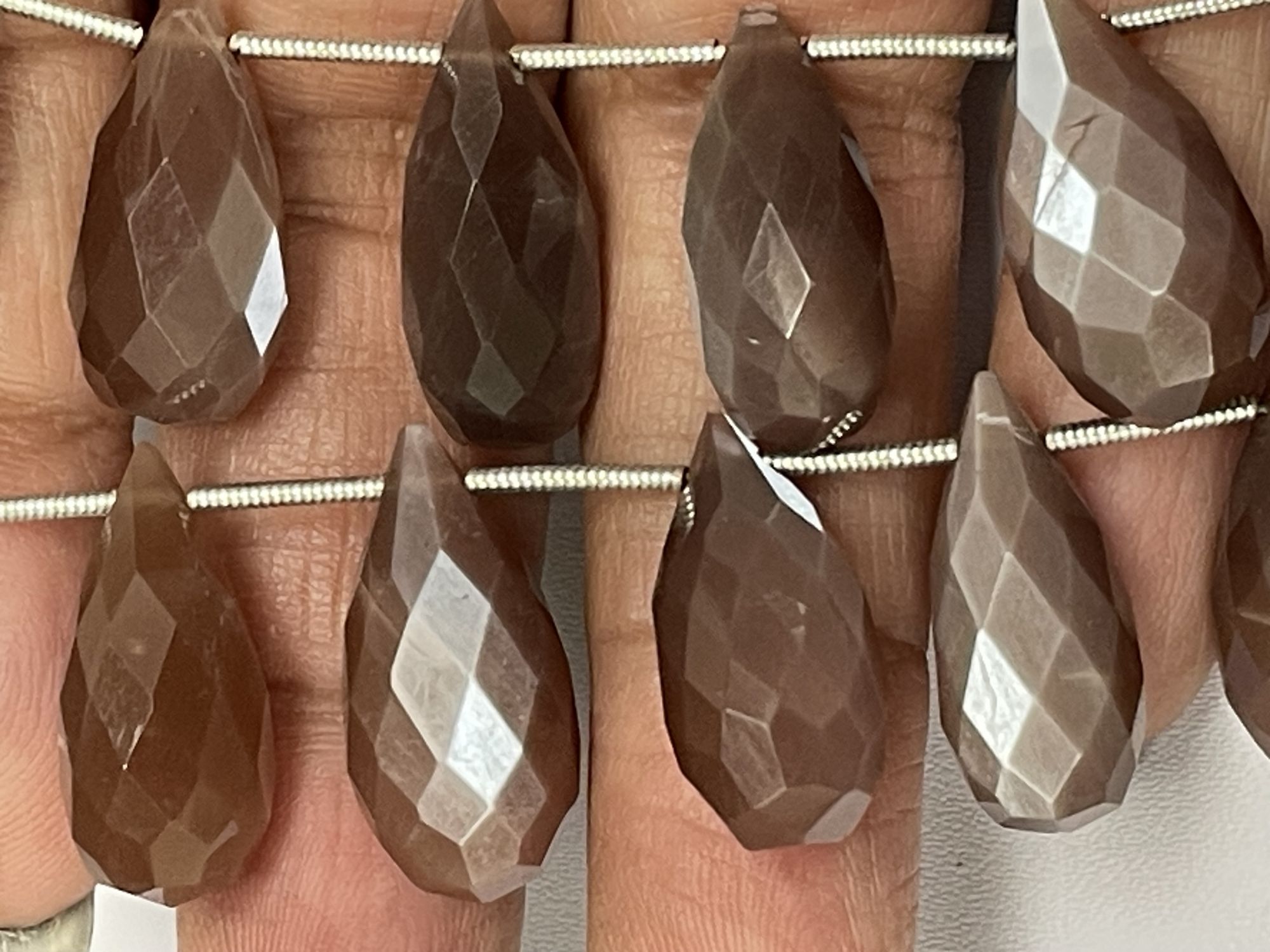 Chocolate Moonstone Drop Faceted