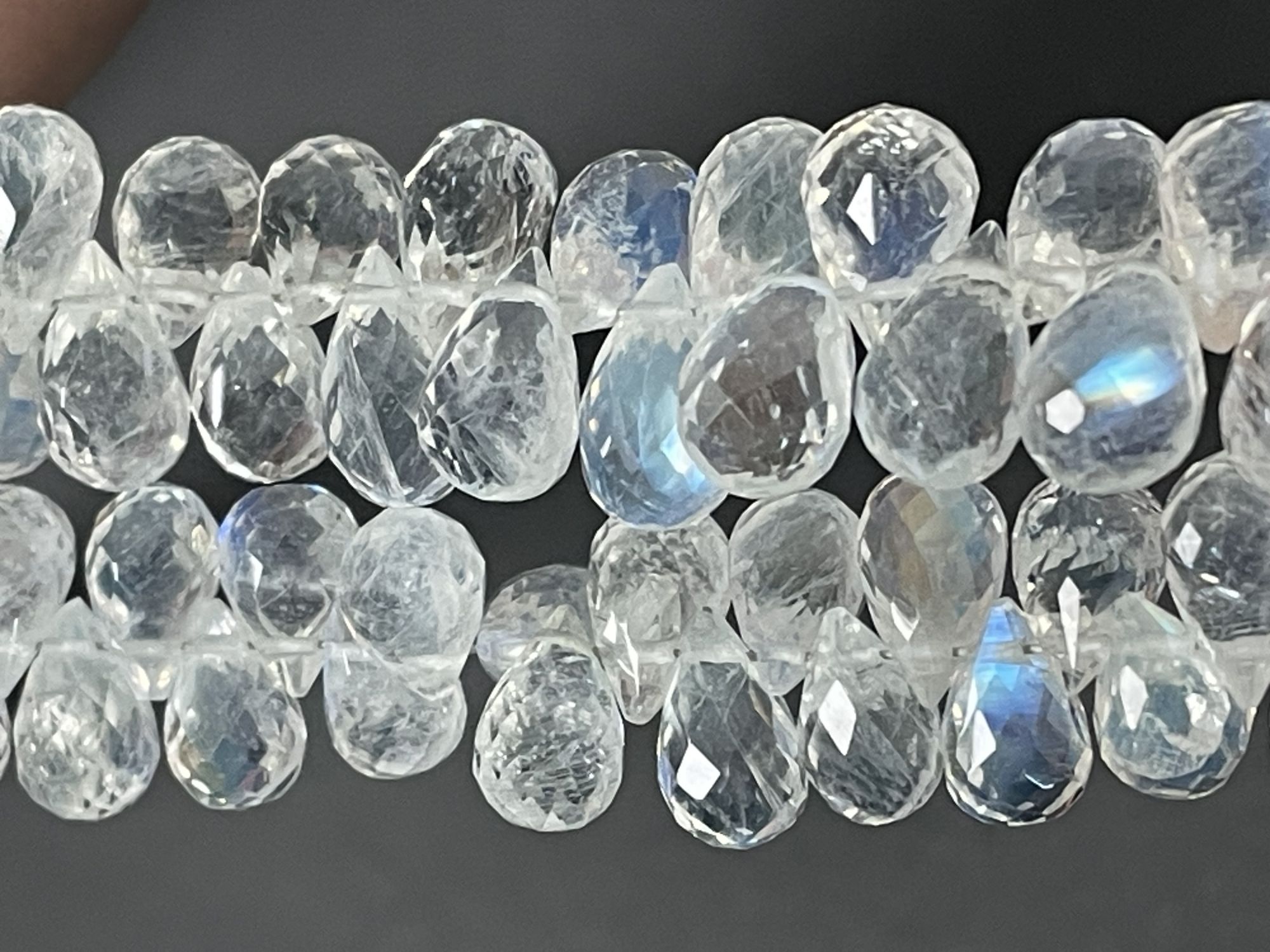 Rainbow Moonstone Drop Faceted